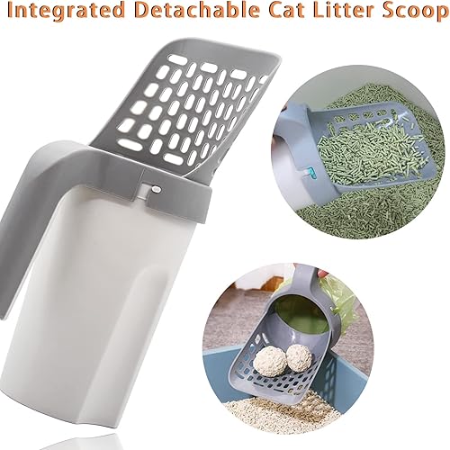 Miniatura 7 de ERPMEL Cuchara de arena para gatos con pala de arena profunda desmontable integrada sistema de cuchara de tamiz de arena para gatos con soporte