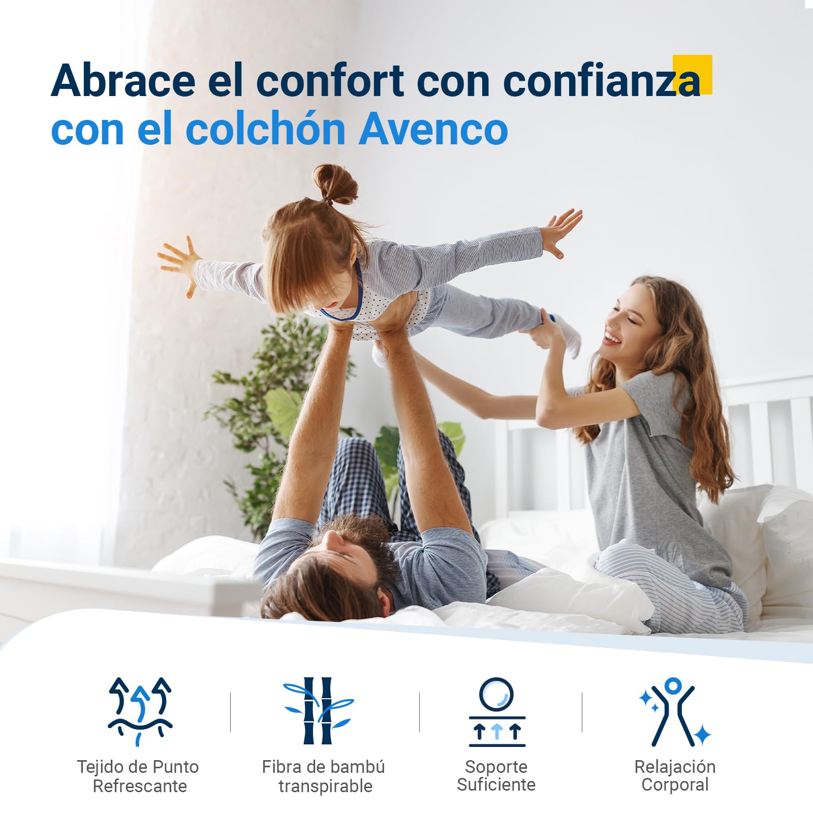 Avenco Colchones 90x190, Colchón de Espuma de 7 Zonas, Reversible Verano/Invierno, Funda de Colchón Extraíble y Lavable, Transpirable, Altura 20 cm