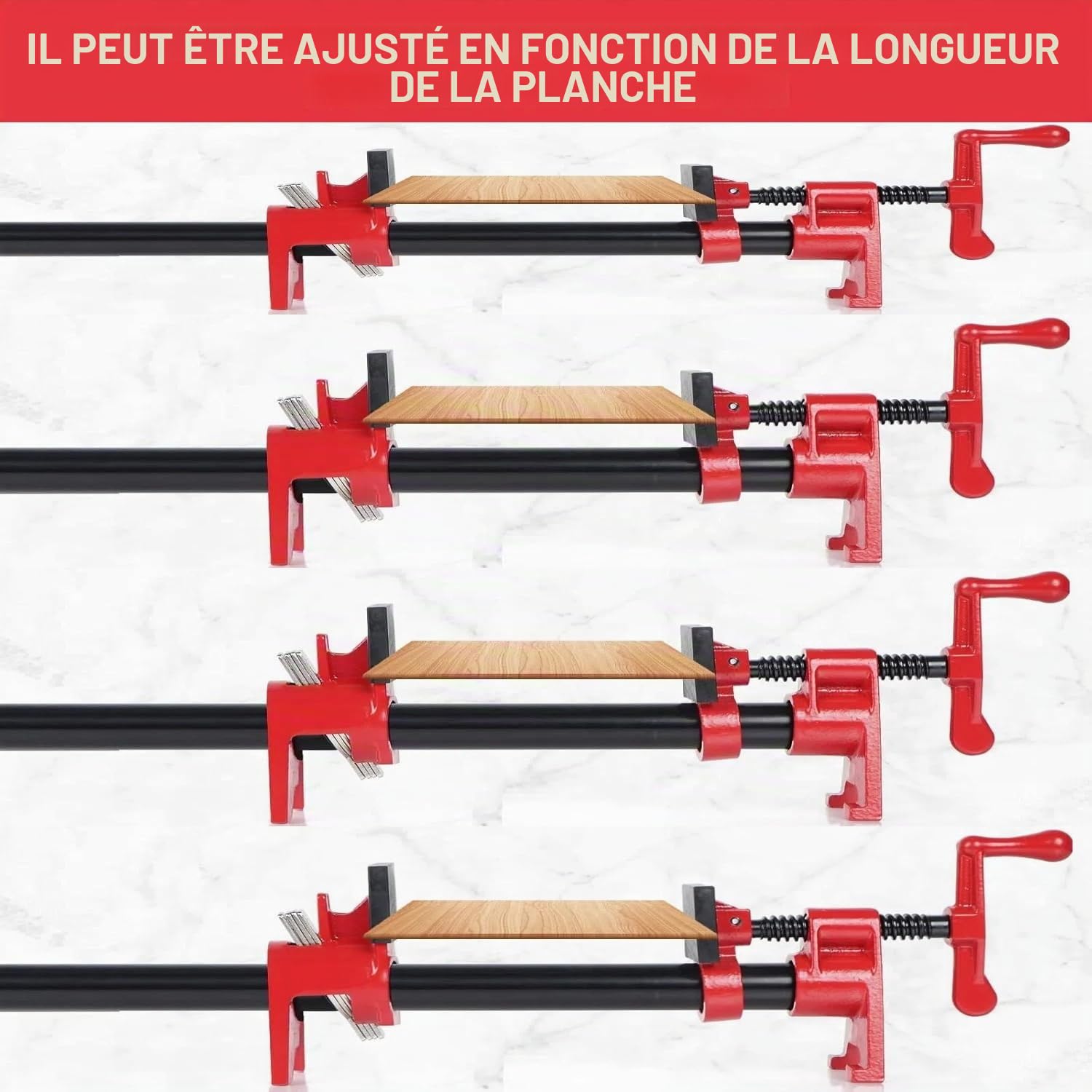 4 Pièces Serre-joint à Tube Serre Joint Dormant Établi pour Travail du Bois Serrage Rapide Convient aux Tuyaux Filetés de 3/4"