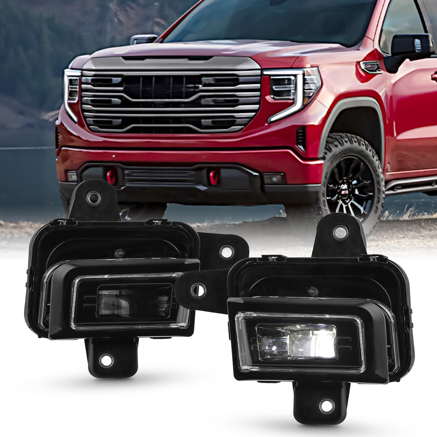 AKKON - Fit 2023 2024 2025 GMC Sierra 1500 23-25 OE Style Full LED Fog Light Front Bumprt Driving w/Universal Switch Clear Lens Direct Replacement