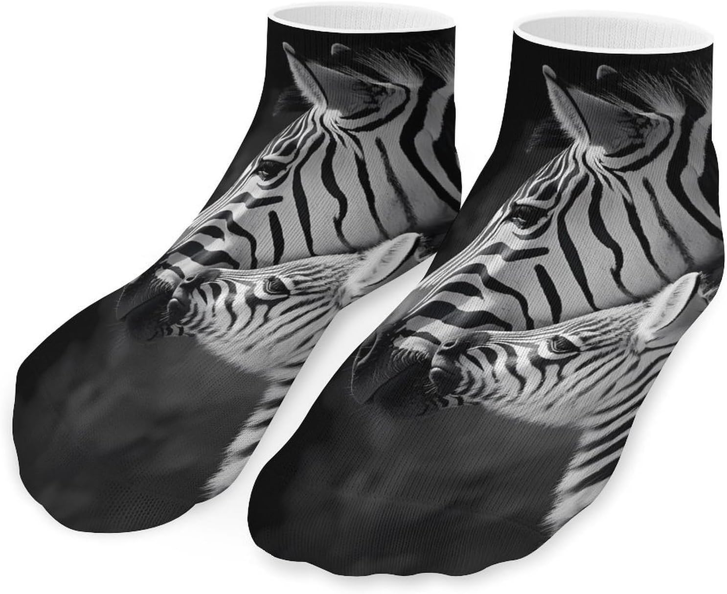Black And White African Wildlife Zebra Mens Socks No Show Low Cut Ankle Sock for Sports