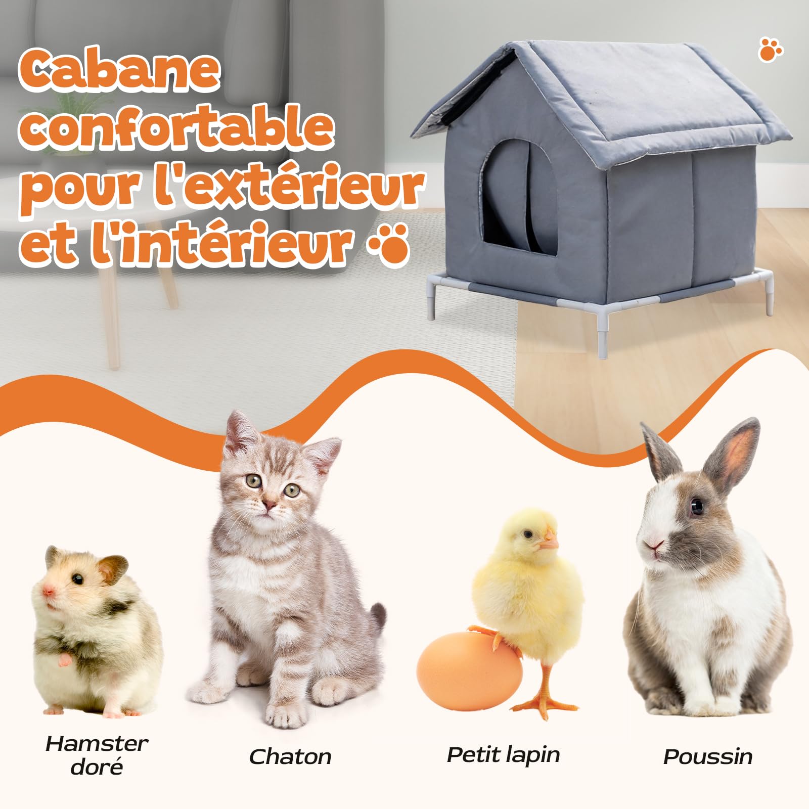 perfk Niche chauffée pour Chats d'extérieur, résistante aux intempéries, Robuste et Coupe-Vent, avec Base surélevée, abri pour Chats errants pour, M