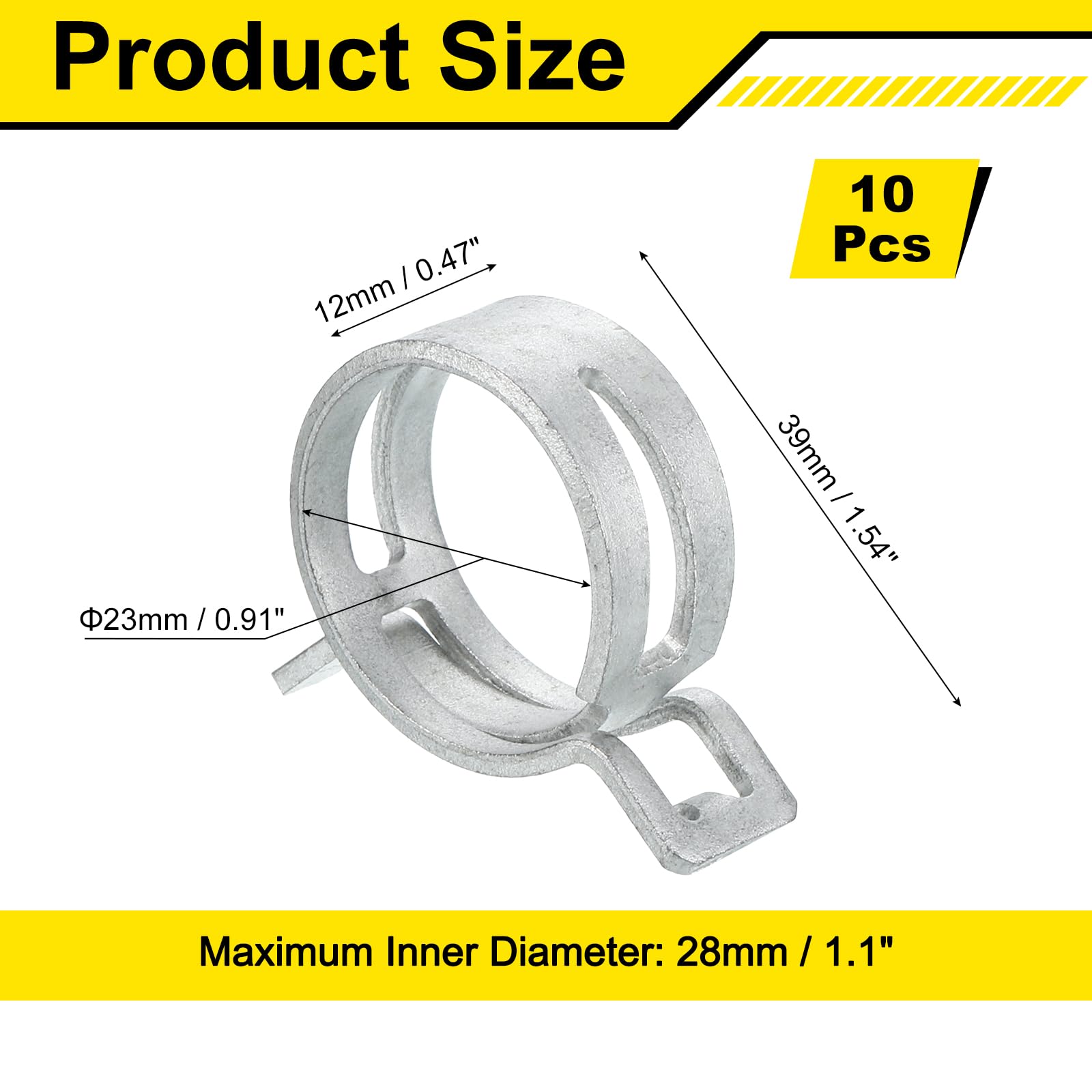 Sourcingmap 10Pcs Spring Band Type Action Fuel/Silicone Vacuum Hose Pipe Clamp - Image 2