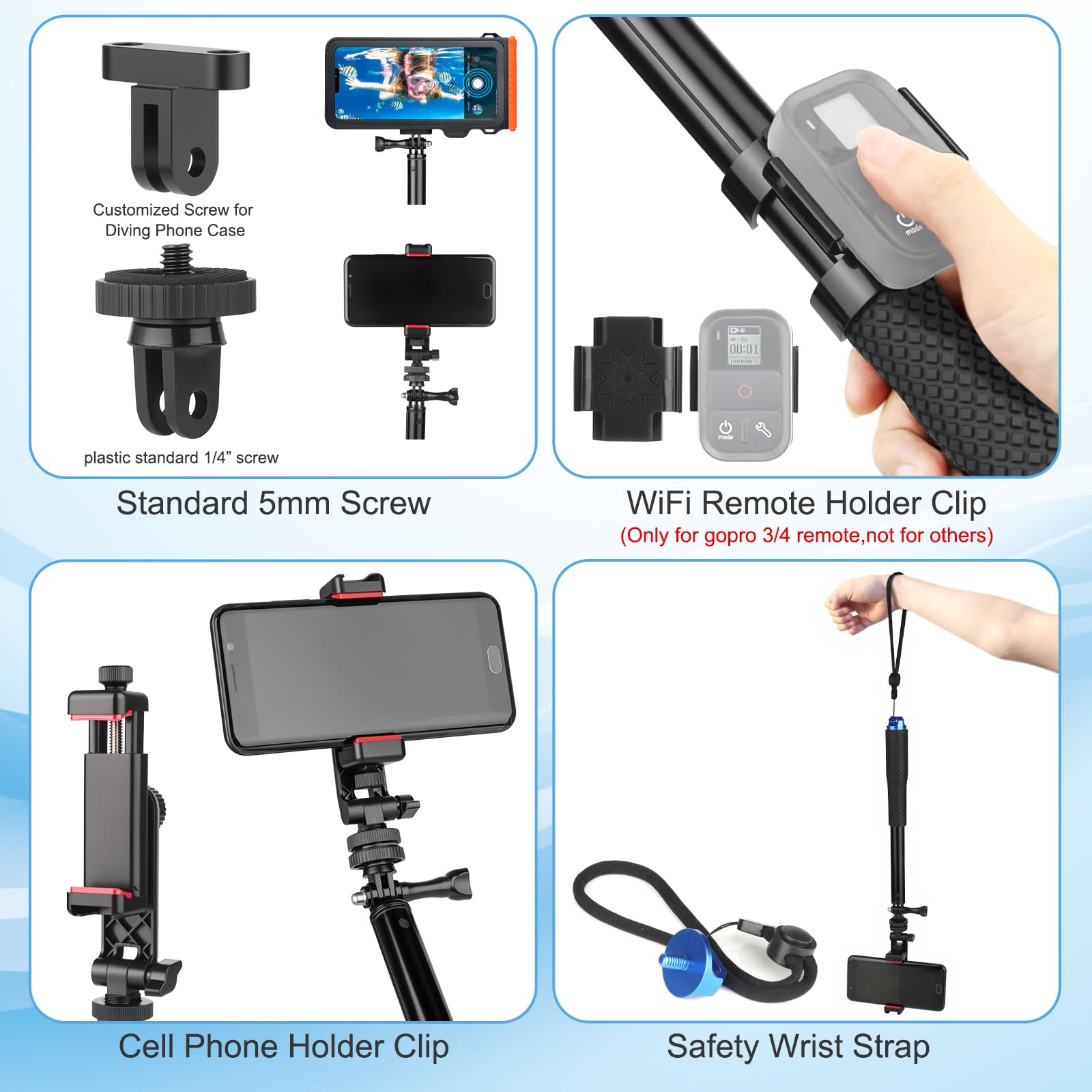 ShellBox wasserdichte Selfie Stick with wasserdichte Handyhülle Set Unterwasser Wasserfeste Handyhülle Schwimmen Baden Tauchen Surfen Bootfahren Compatible iPhone 16e 16 15 14 13 Pro Max Samsung S25