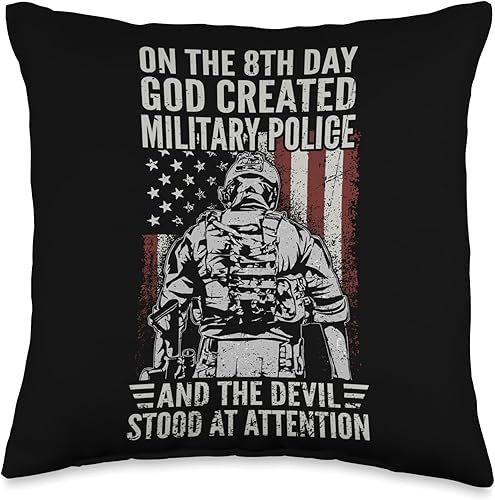 Miniatura 1 de US Army Military Police Corps Apparel On 8th Day God Created - Almohada de policía militar para veteranos del ejército estadounidense, 16 x 16