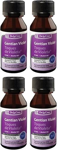 De La Cruz Violeta de Genciana - Violeta de Genciana - Tintura de Violeta 1% Antiséptico de Primeros Auxilios, 1 FL OZ (4 Botellas)