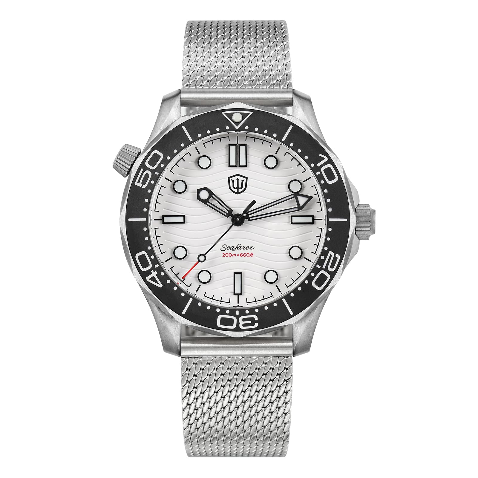 watchdives WD007Q - Orologio subacqueo giapponese VH31 Sweep Second, in titanio da 42 mm, con vetro zaffiro curvo, impermeabile fino a 200 m