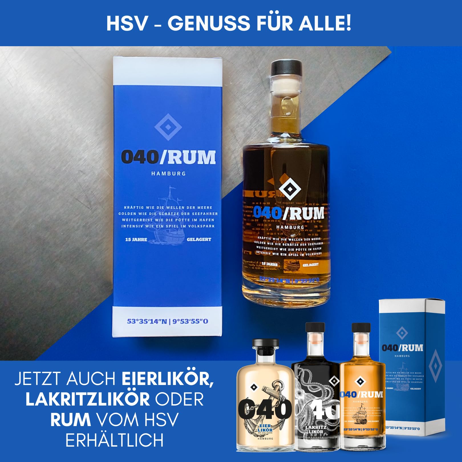 HSV 040 Gin mit Geschenkverpackung | Fanartikel, Fußball | Geschenkidee für echte Hamburger SV Fans, Männer, Frauen | Weihnachten, Hamburg |fruchtiger Gin des HSV | Einzelflasche 500ml | 40% vol.