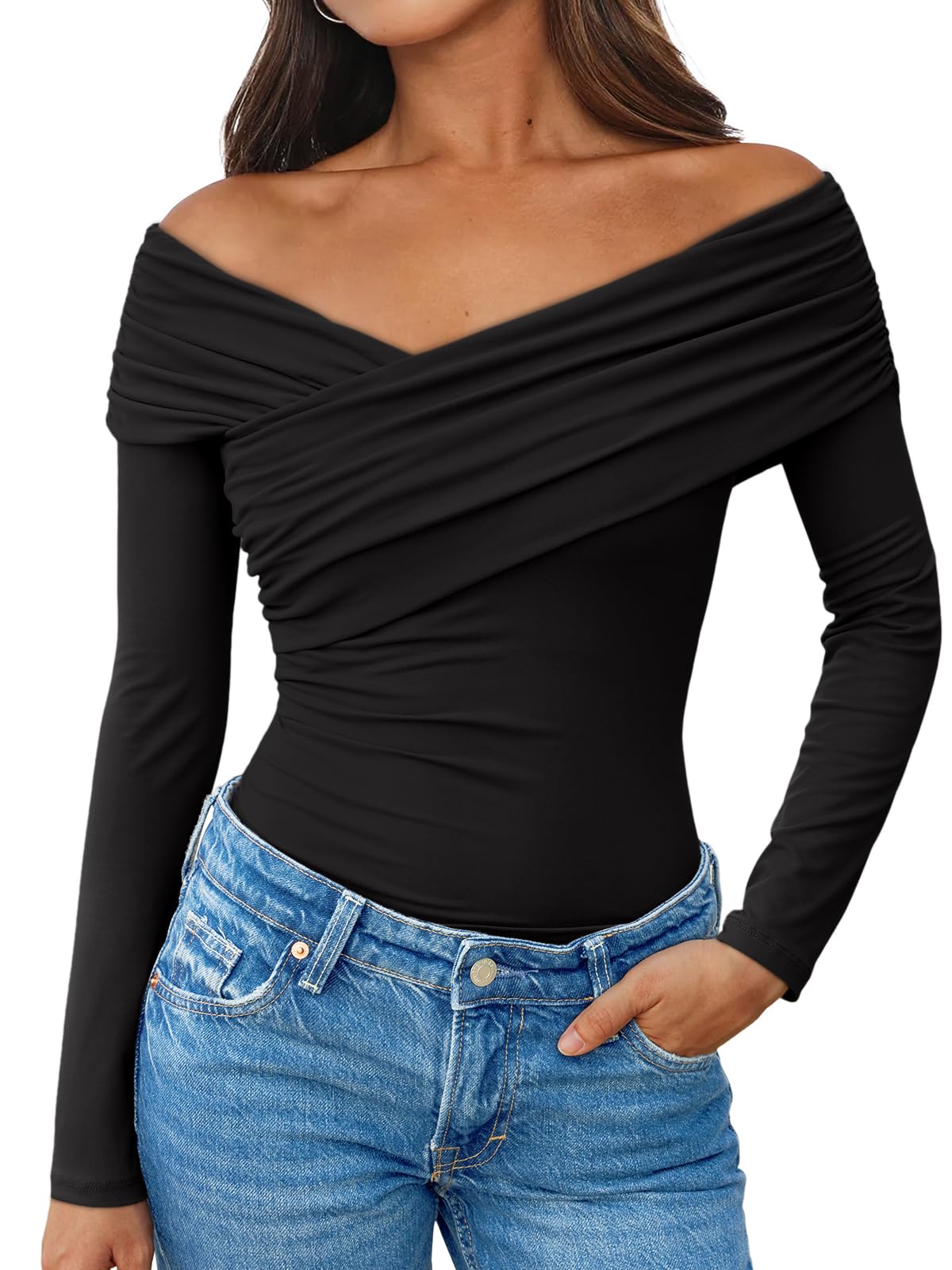 Trendy Queenwomen Off The Shoulder Tops Going Out Long Sleeve