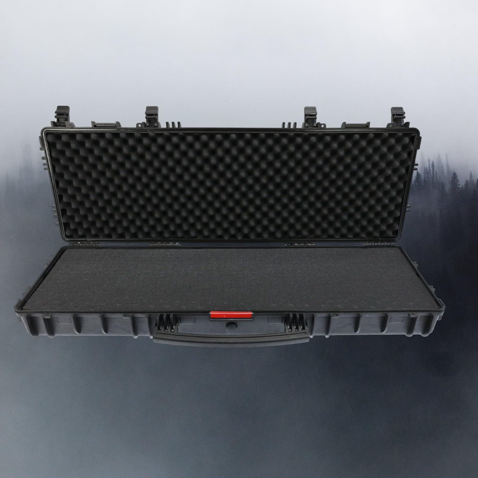 OpTacs Waffenkoffer für Langwaffen - Large 118,9x40,5x16,0cm schwarz Schaumstoffpolsterung Koffer Gewehrkoffer Rifle Case für Airsoft Gewehr Waffe Jagd