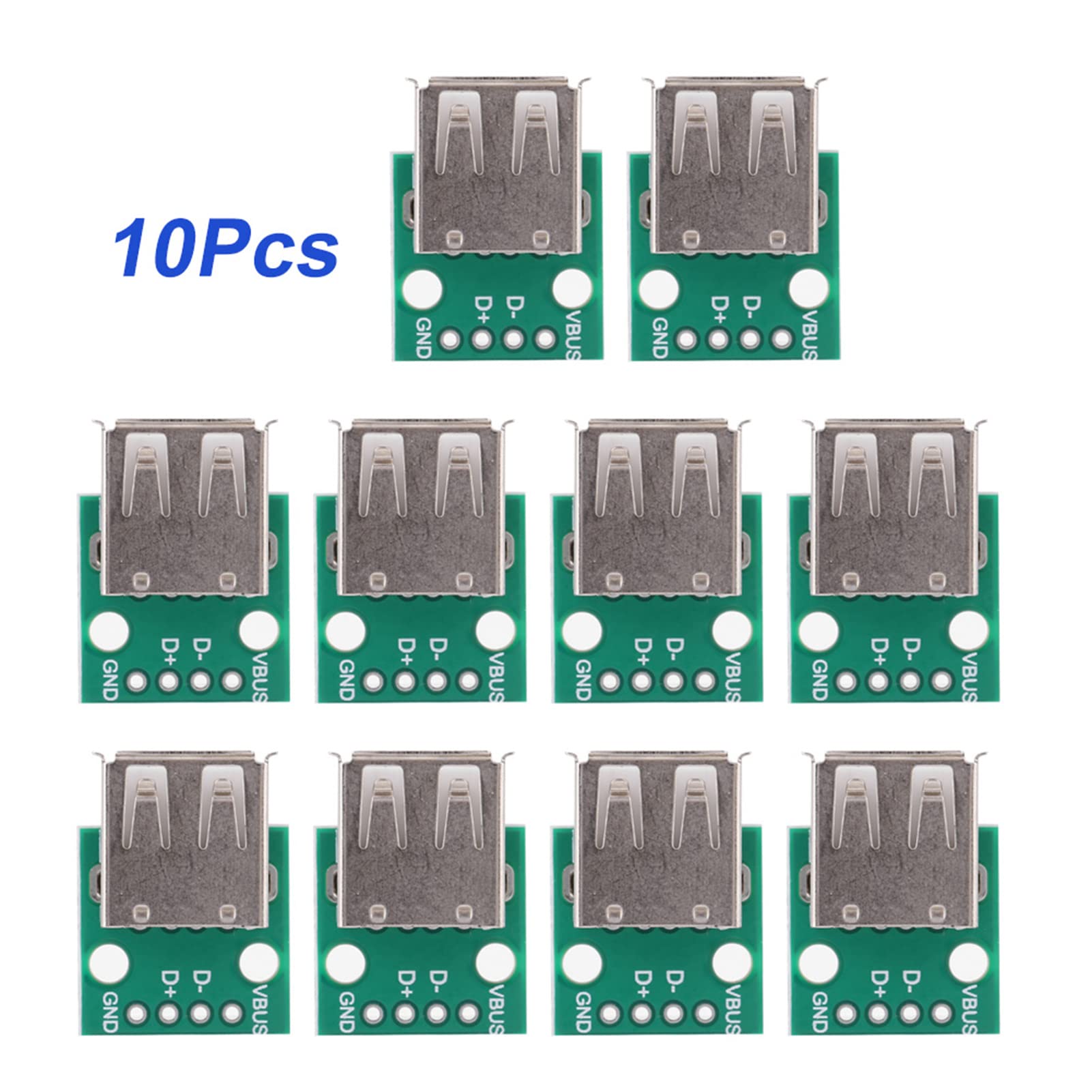 10 Prese USB Tipo A Femmina Breakout Board – 4 Pin, Passo 2,54 Mm, Per Alimentazione USB Fai-da-te E Breadboard, PCB Con Marcature - 3