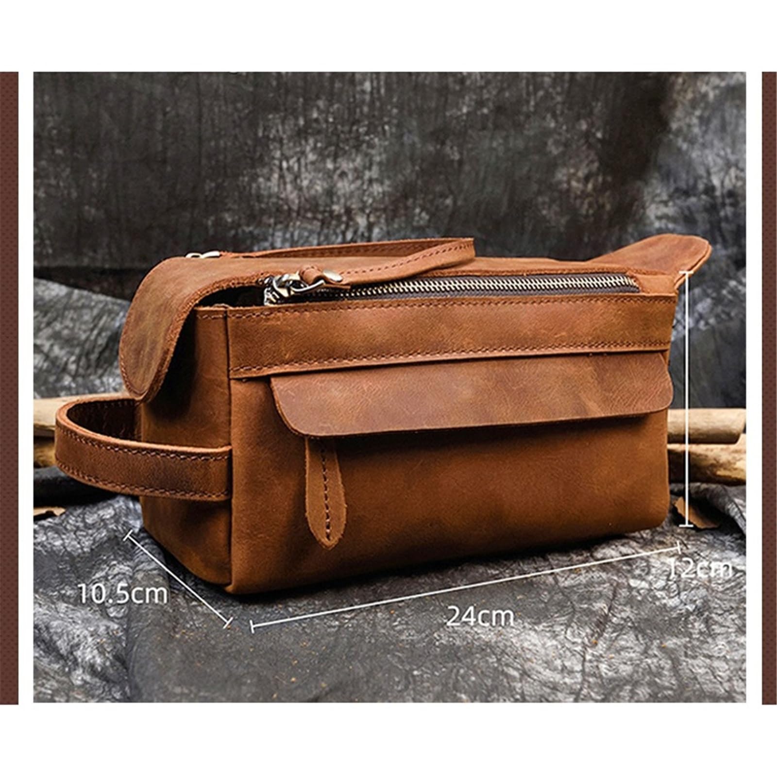 Męska, skórzana, poręczna torba na kosmetyki i kosmetyki o dużej pojemności(Brown pattern)