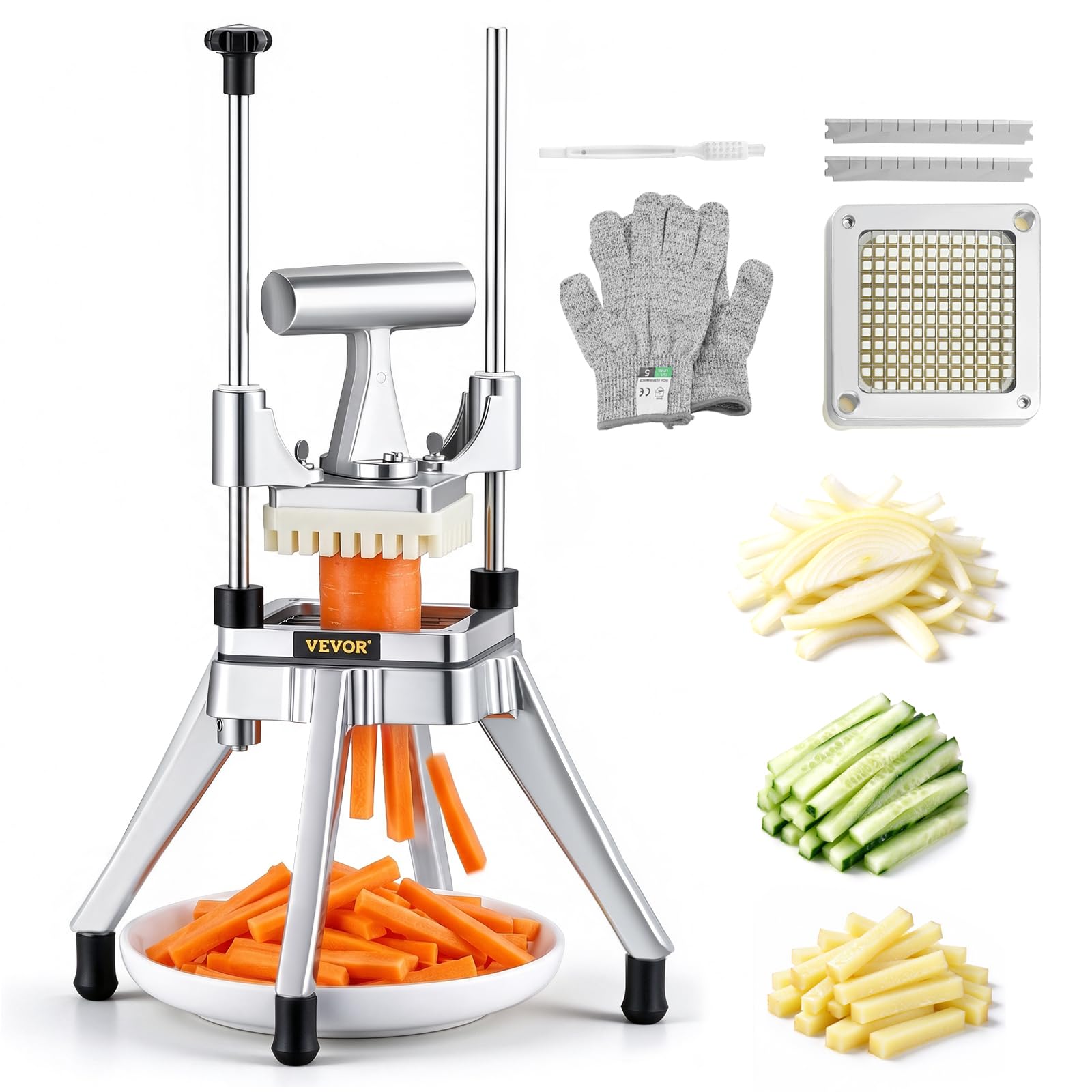 VEVOR Commercial Vegetable Fruit Chopper, 1/4" Blade French Fry Cutter