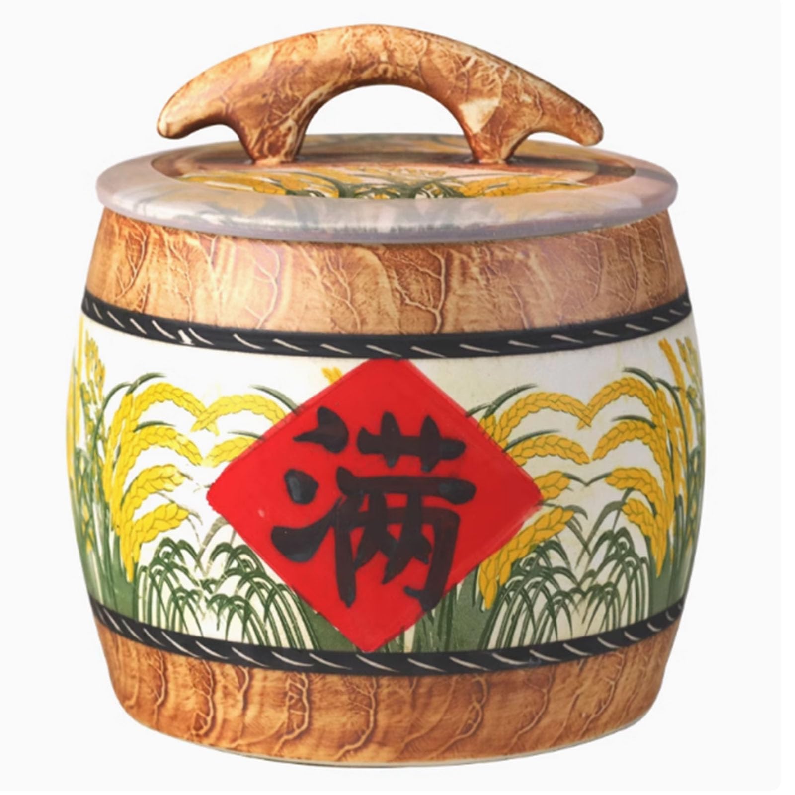 IXTREGZJKM Ceramic Rice Jar, Dry Cereal Dispenser, Rice Container, Kitchen Storage Box Airtight Jar, Food Dispenser, Flour and Sugar Container, Ceramic Food Storage Container for Rice A 15KG