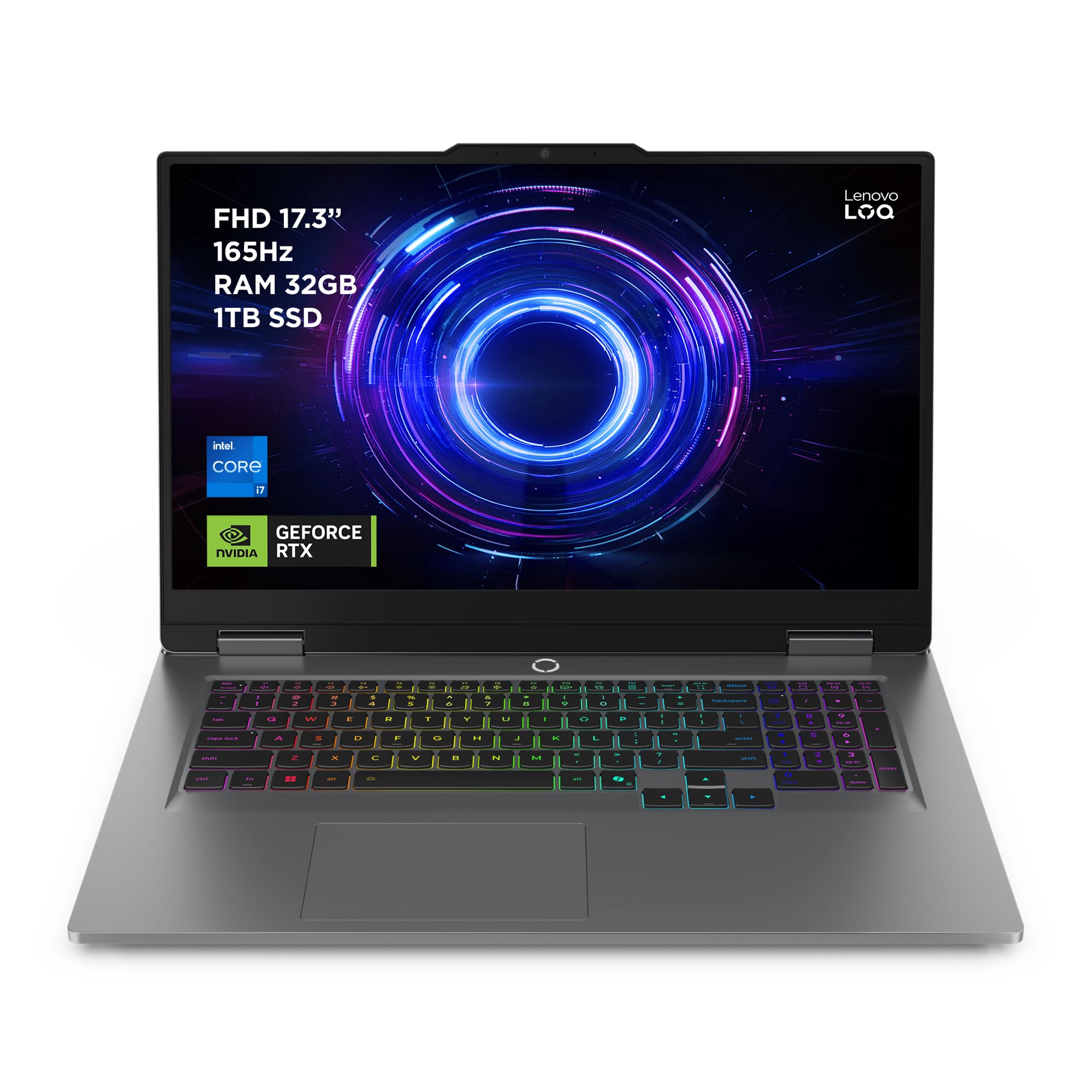 Lenovo LOQ Gaming Notebook 17.3" FHD (1920x1080) 165Hz, Intel Core i7-13700HX, RAM 16GB, 1TB SSD, NVIDIA GeForce RTX 5060 8GB GDDR7, Windows 11, Tastiera Retroilluminata - Luna Grey