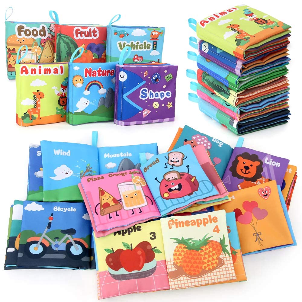 kramow 6 PCS First Soft Book for Babies,Cloth Books Early Educational Toys Gifts for 1 Year Olds Girls Boys Babies Infants Newborns
