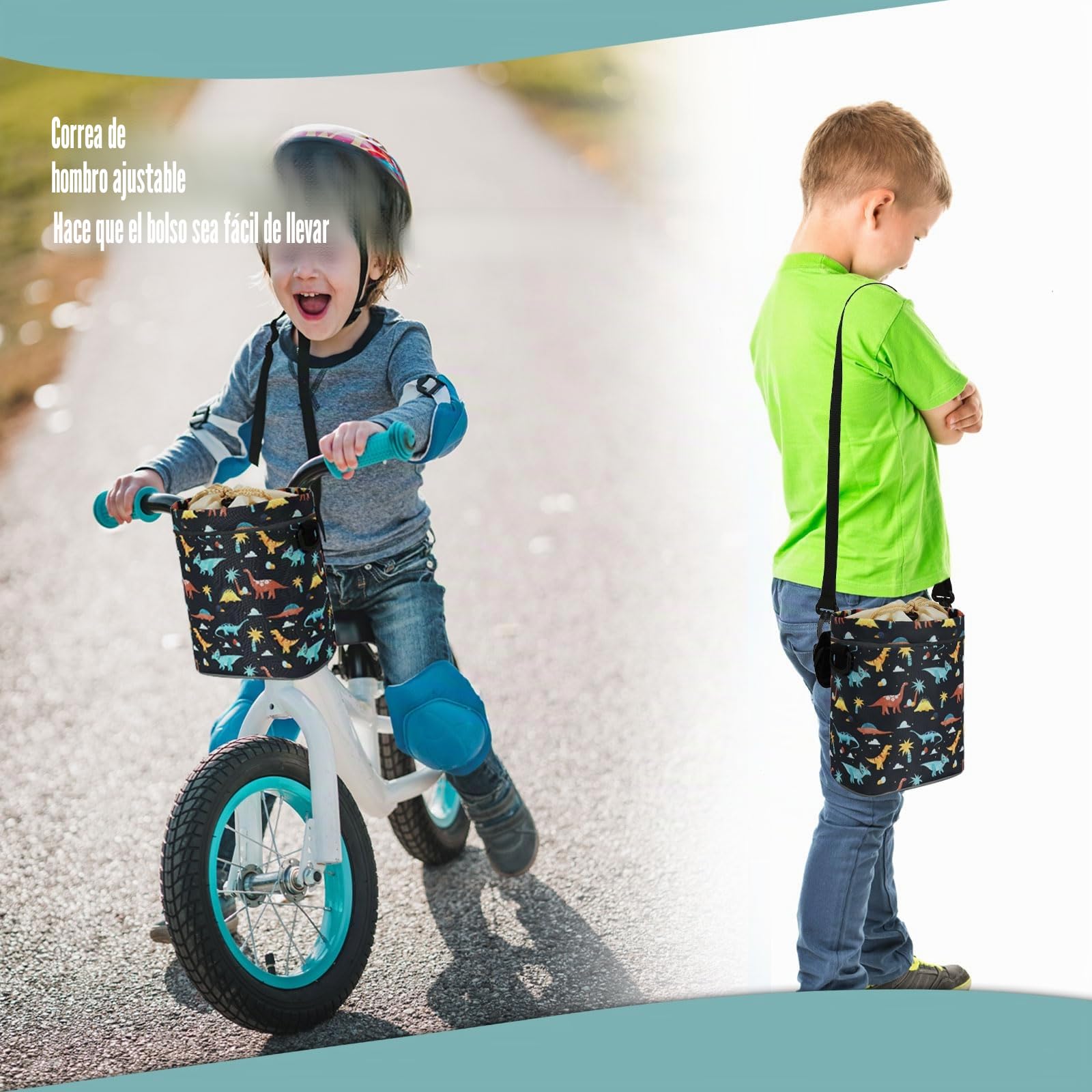 LOCAL LION Bolsa de Manillar para Niños, Cesta de Bicicleta Delantera Niña, Bolso de Manillar con Correa, Cestas de Ciclismo, Bolso de Bicicleta con Diseño Lindo