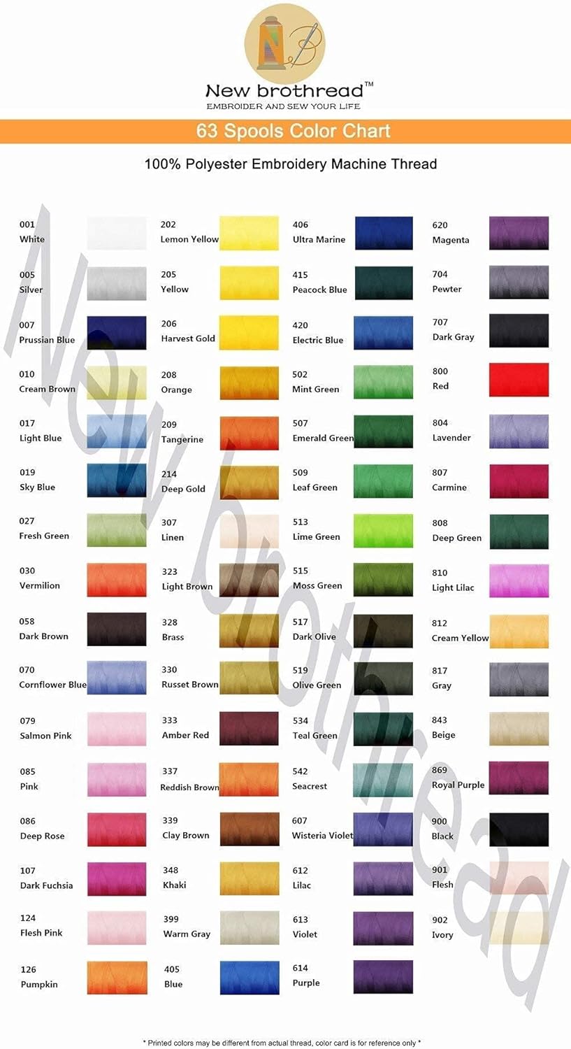 New brothread Value Pack Bundle Add-ons for Machine Embroidery Lovers Includes 63 Colors Compatible with Brother Embroidery Thread Kit + 2X60 Spools Wooden Thread Rack