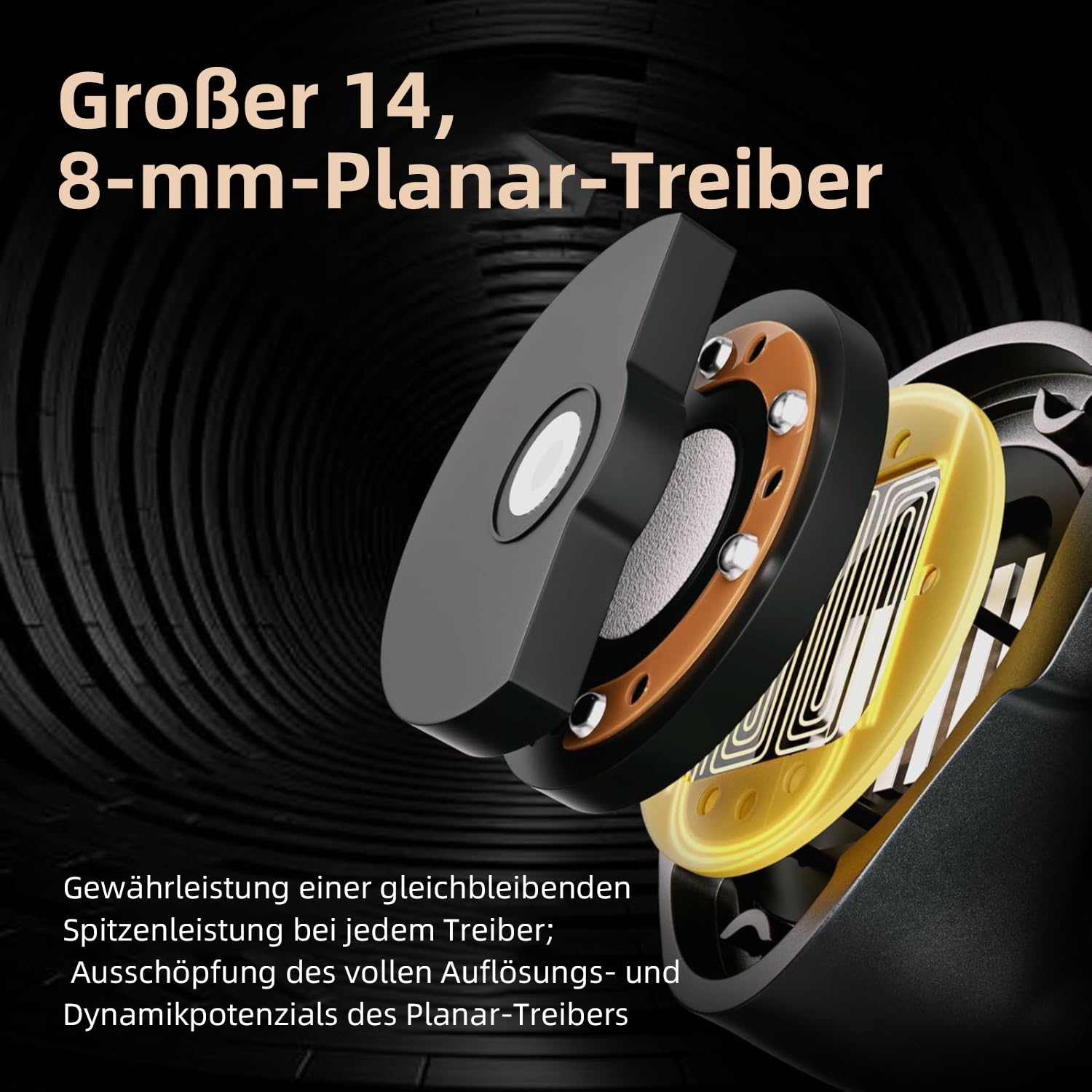 AOSHIDA Letshuoer S12 Ultra 14,8mm Planar-Treiber In-Ear-Monitor IEM, HiFi Kabelgebundene Kopfhörer Mit Abnehmbarem 2pin 392-Adern Versilbertem Kabel Für Musiker Audiophile (Gunmetal Grey)