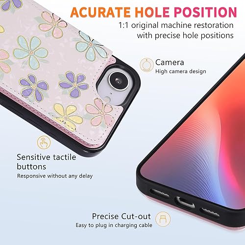 Miniatura 258 de UEEBAI Funda tipo cartera para iPhone 15 Pro Max con tarjetero, cubierta de cuero PU con soporte, bloqueo RFID, doble cierre magnético, relieve de