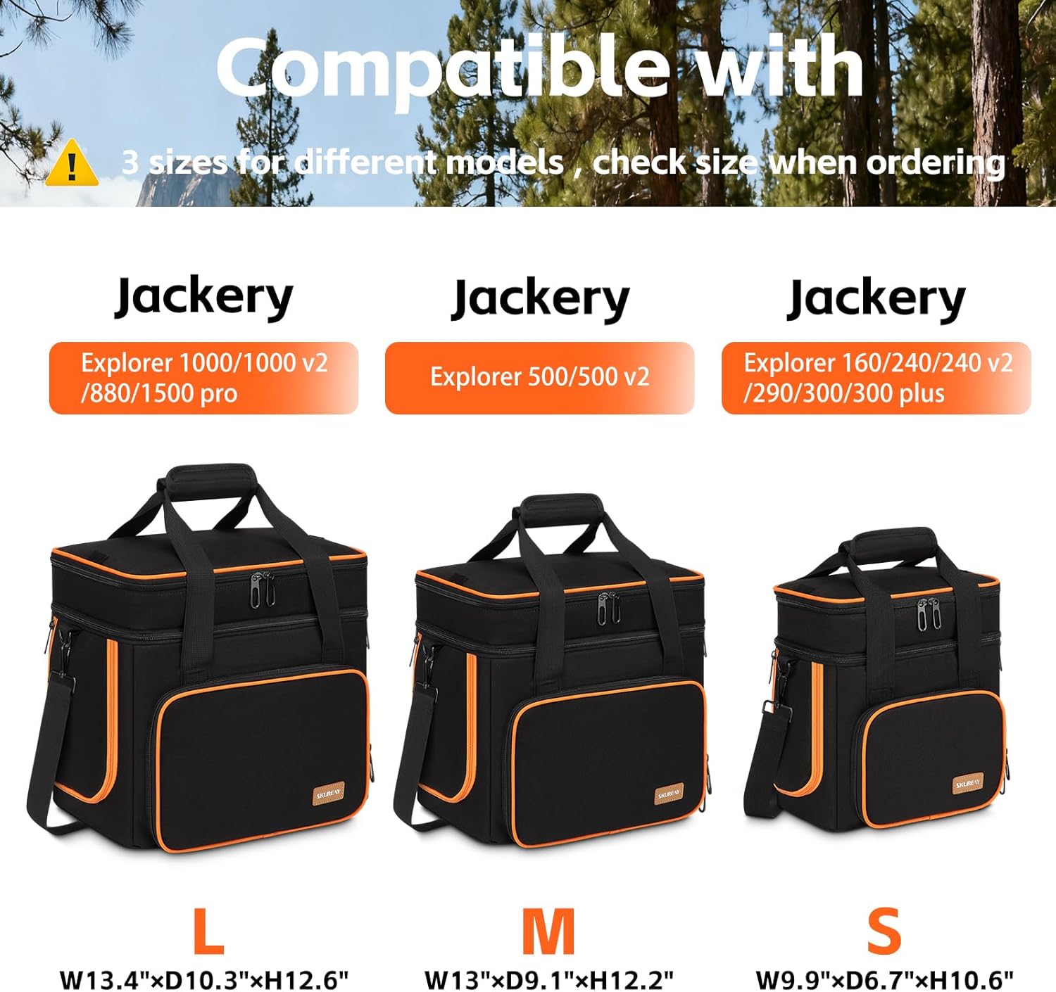 Skureay Portable Carrying Case Compatible with Jackery Explorer 1000/1000 v2/880/1500 pro, Flip-top Design, Double-Layer Soft Power Station Storage Bag for Accessories/Charging Cable/Solar Generator