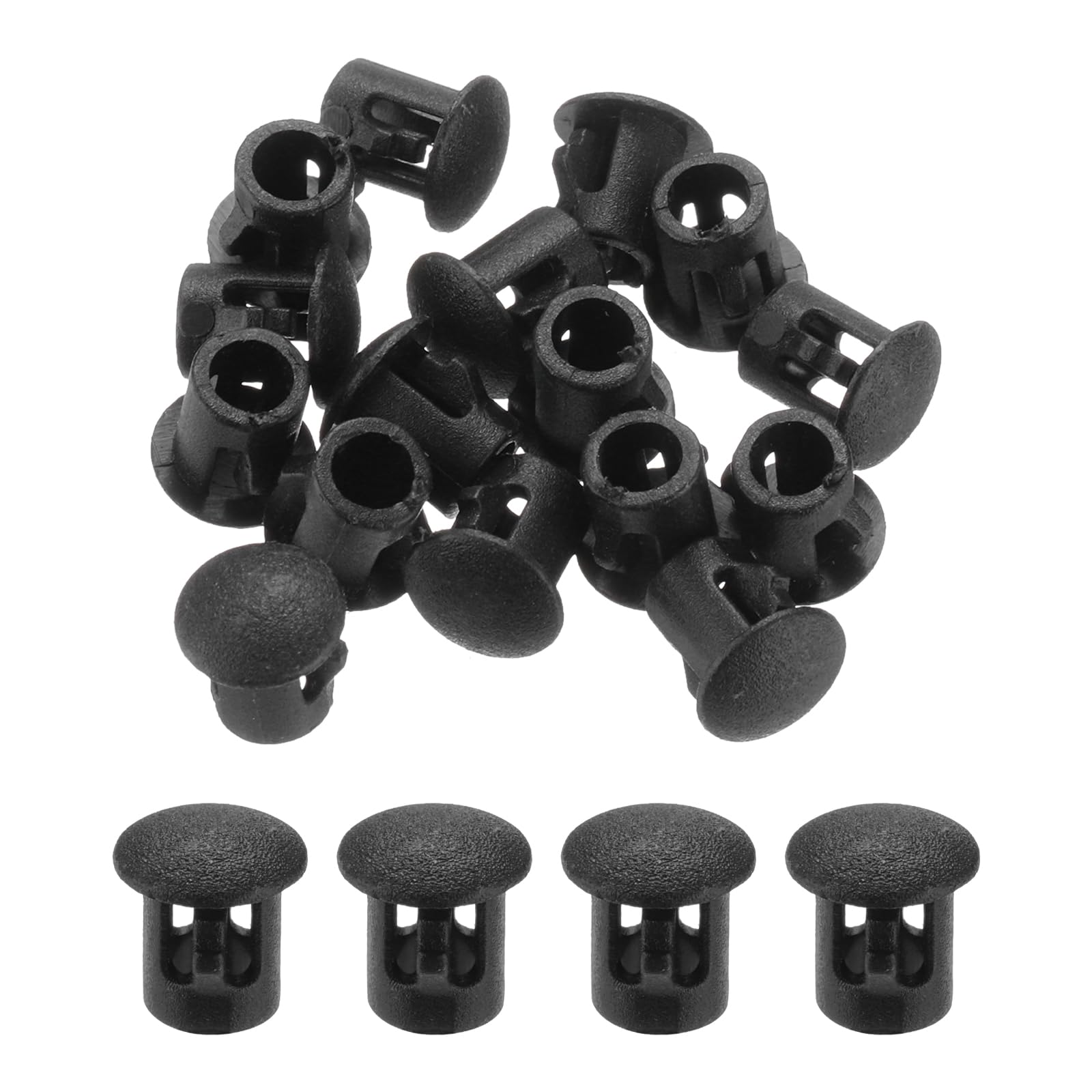 sourcing map 32PCS 5mm(3/16") Black Plastic Hole Plugs, Flush Type Panel Hole Plugs Insert End Caps for Locking Hole Tubes Furniture Cabinet — image 1