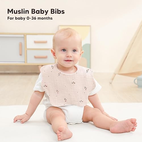 Miniatura 2 de Bearmoss Baby Bibs for Drooling & Teething 8 Pack Muslin Cotton Soft Absorbent Adjustable Unisex Bibs Boys Girls 0-36 Months