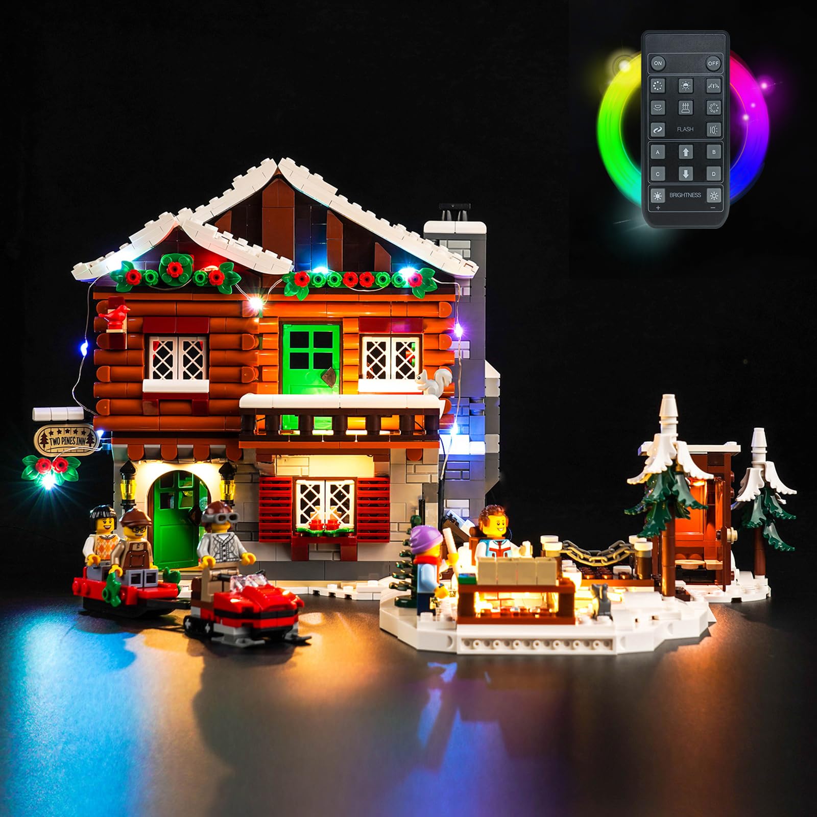 VONADO LED Light Kit for Lego Alpine Lodge Christmas Village 10325, Remote Control Lighting Set Accessories Compatible with Lego 10325 Christmas
