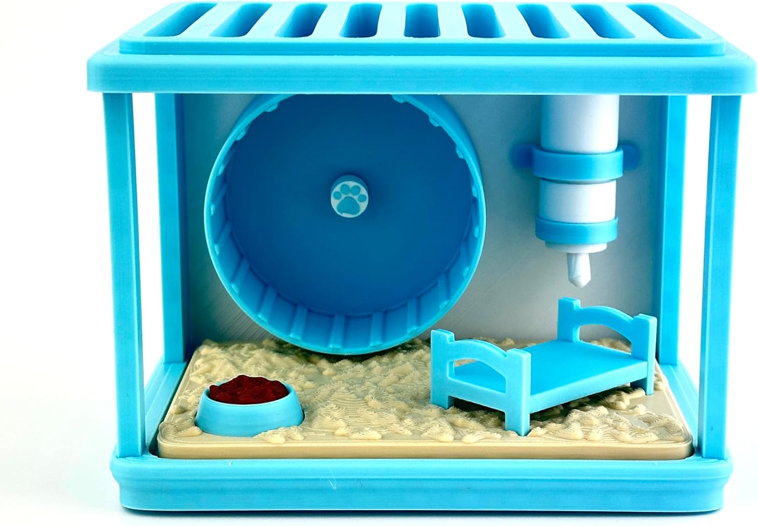 Handcrafted Guinea Pig Play Set, Decorative Animal Cage Diorama with Colorful Guinea Pigs or Hamsters, Display Case for Kids (Light Pink)