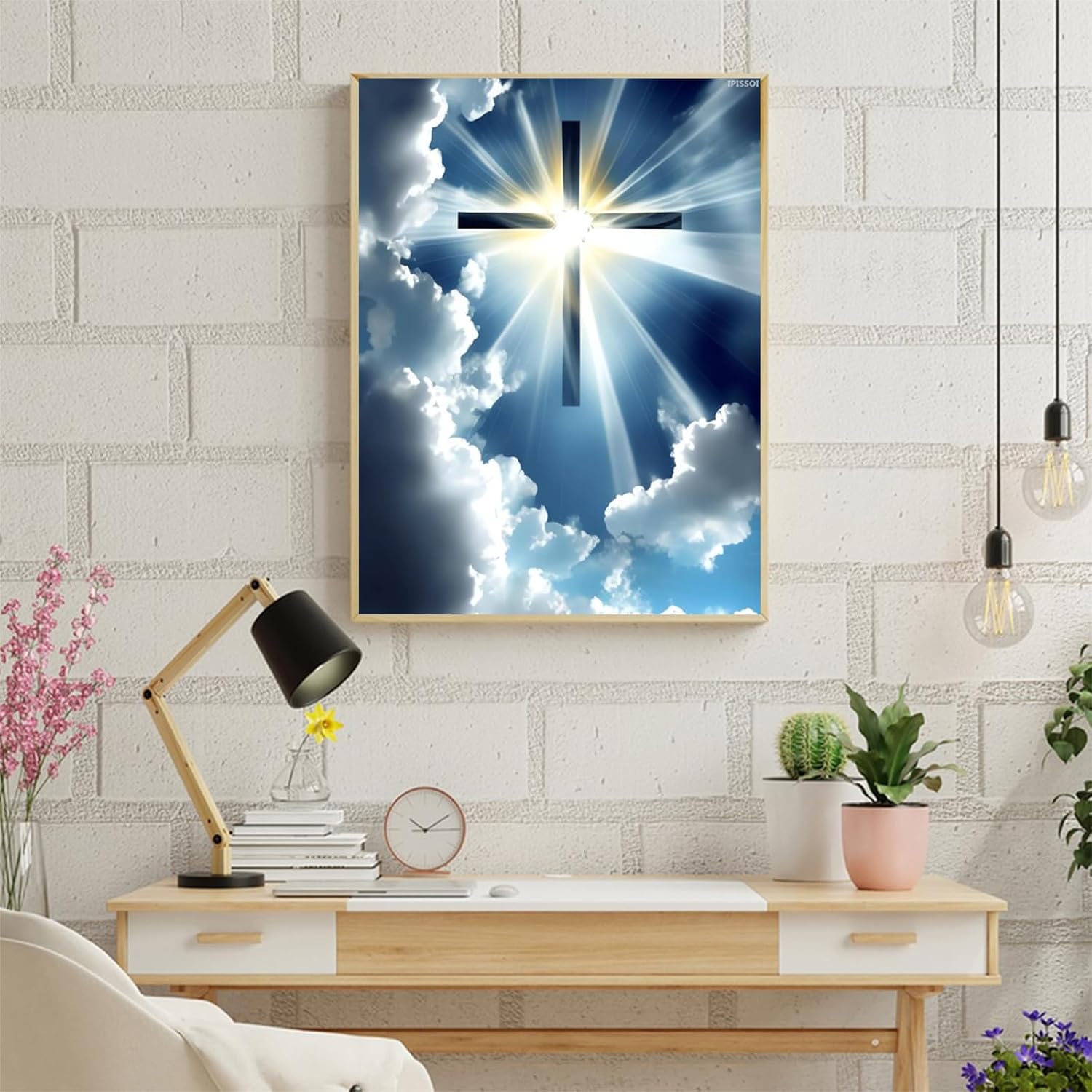 Christmas Gift Sky Cross Christian Diamond Painting Kits Art Painting 5D DIY Full Round Drill Adults Beginners, Personalized Gifts for Home Wall Decor for New Year's Day Valentine's Day 12x16inch image 3