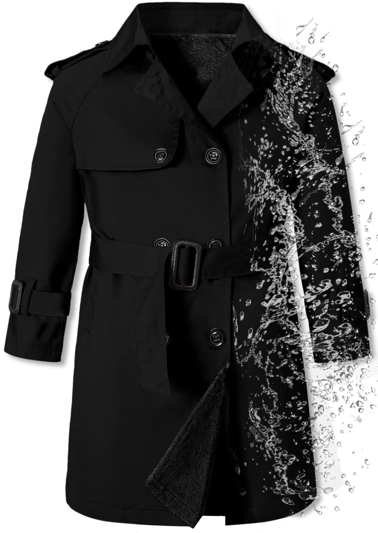 Betusline Boys Waterproof Trench Coat Double Breasted Jacket Dress Coats