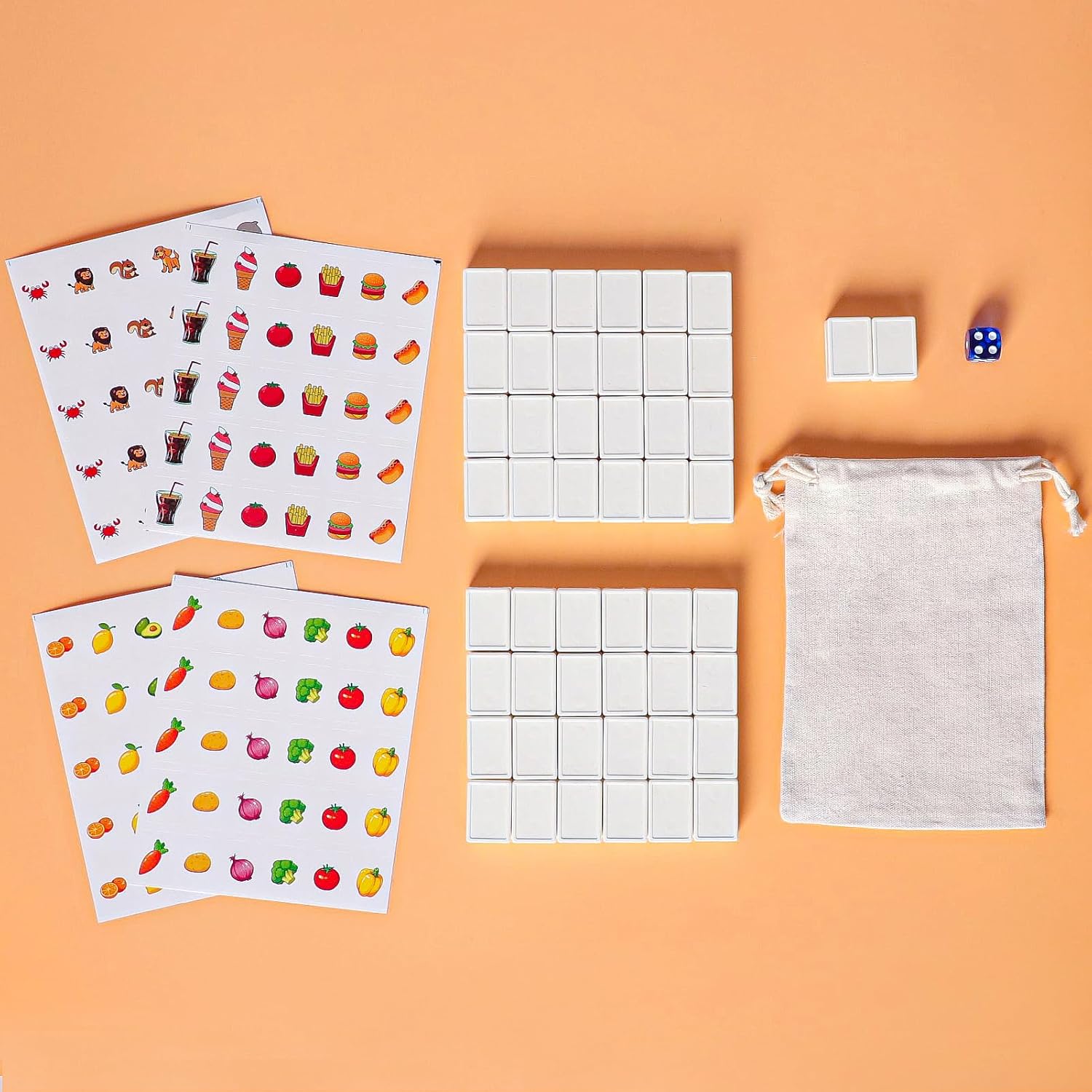 GRACIAS Mahjong Block Set, 50 Plastic Tiles (1.18”) with DIY Stickers, Portable Mahjong Set with A Carry Bag, Mahjong Tile Game