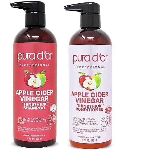 PURAD'OR - Acondicionador Thin2Thick de vinagre de sidra de manzana (16 onzas) y champú Thin2Thick de vinagre de sidra de manzana (16 onzas)