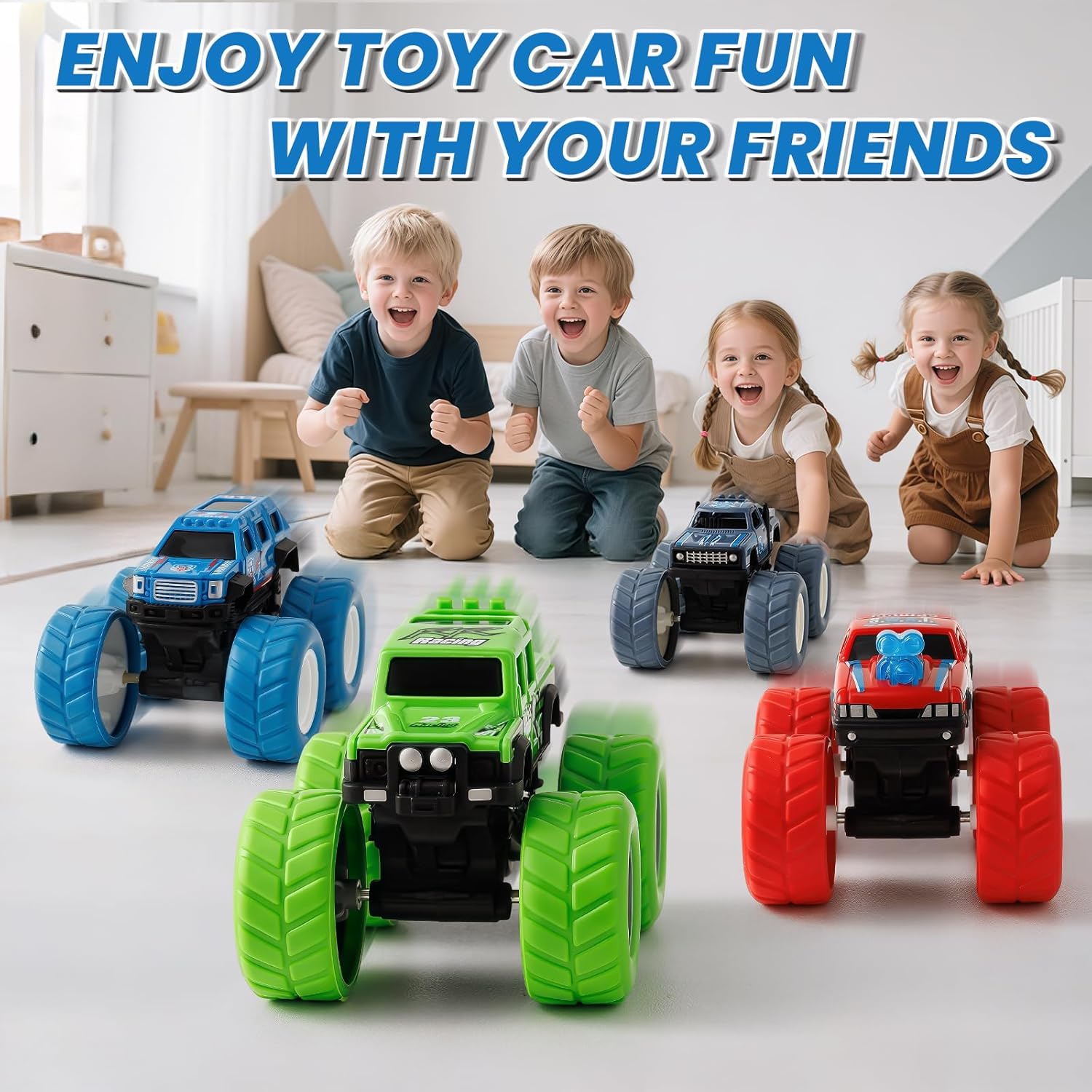 IJIGU Monster Truck Toys for 3 4 5 6 7 Year Old Kids, Wash to Reveal Monster Trucks for Toddlers, 4 Pack Toy Trucks with Realistic Mud Paint, Birthday Gifts for Boys Girls Age 3-5 6-8