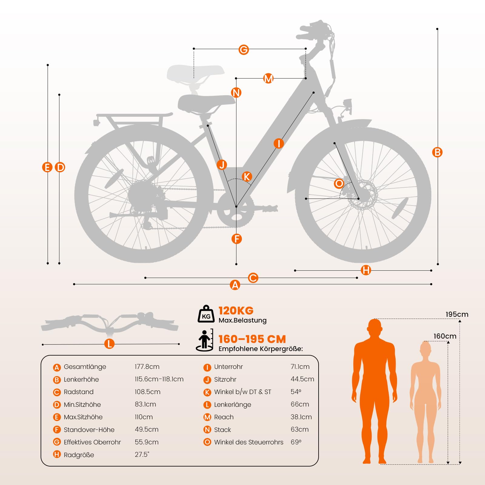 Touroll J1 Pro 27,5" E Bike, Elektrofahrrad Trekkingrad E-Bike Herren Damen mit Hydraulischen Scheibenbremsen, 561.6Wh Akku,100km Reichweite, 250W, 7 Gänge, Pedelec E-Citybike für Erwachsene