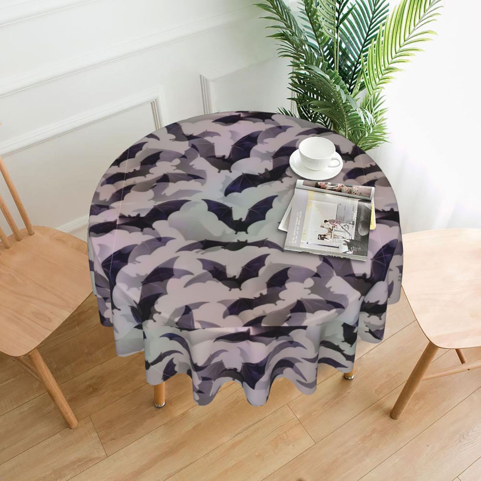 Nappe ronde Halloween avec chauve-souris pour pique-nique et camping
