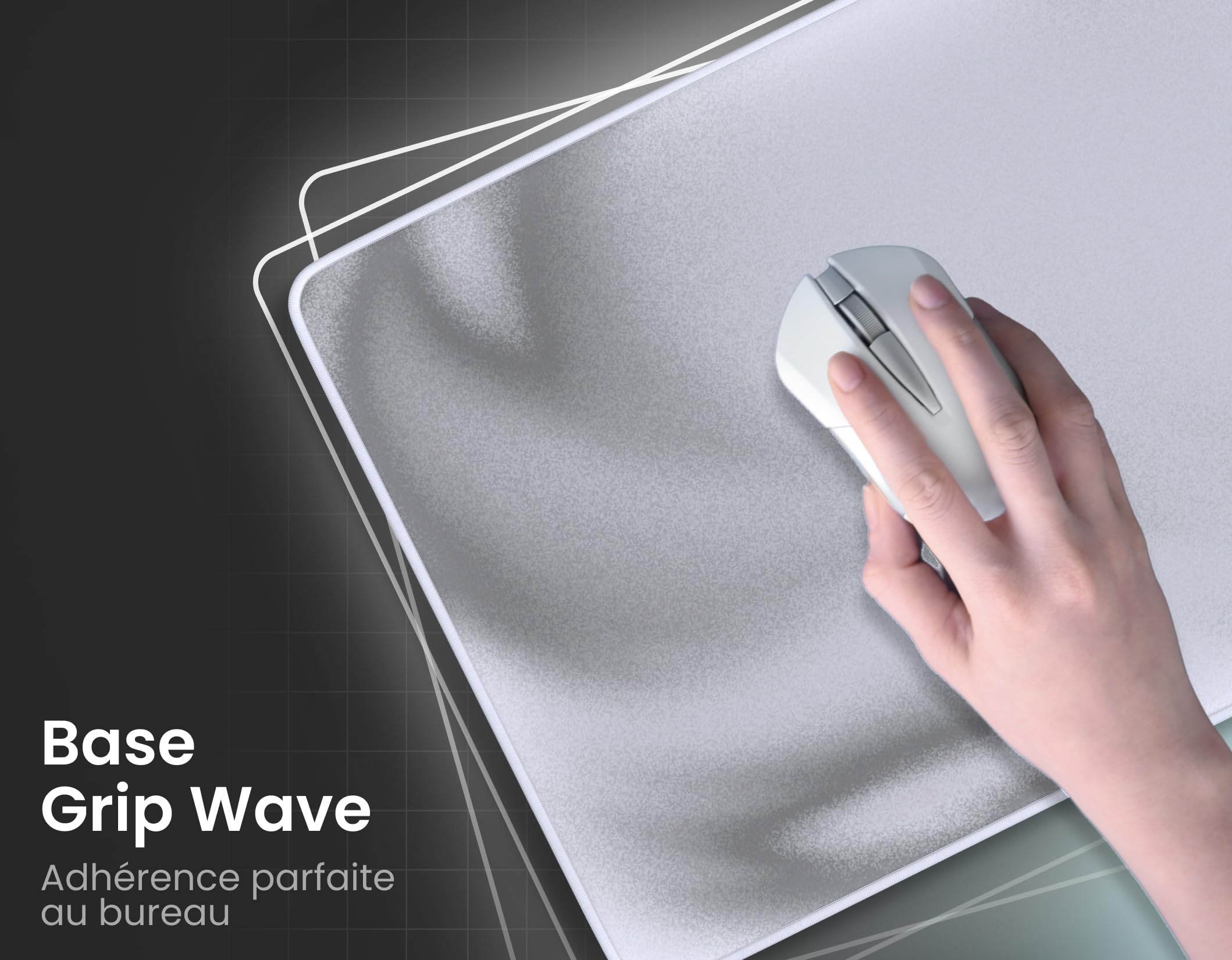 Phantum Mist - Tappetino per mouse da gioco XXL, 900 x 400 mm, superficie in microfibra idrofobica ad alte prestazioni, base in gomma antiscivolo, morbida velocità e controllo preciso (luce)