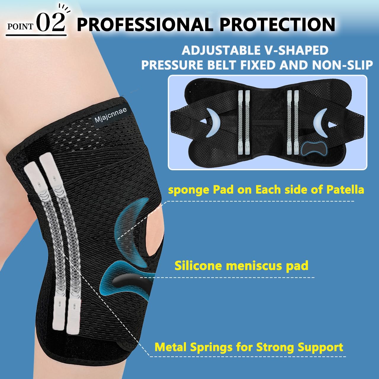 Knee Brace for Women & Men, Knee Brace for Knee Pain, Meniscus Tear, Adjustable Knee Support with Side Spring Stabilizers for Meniscus Tear, Arthritis, Patella Stability, Knee Pain Relief(Large) - Image 4