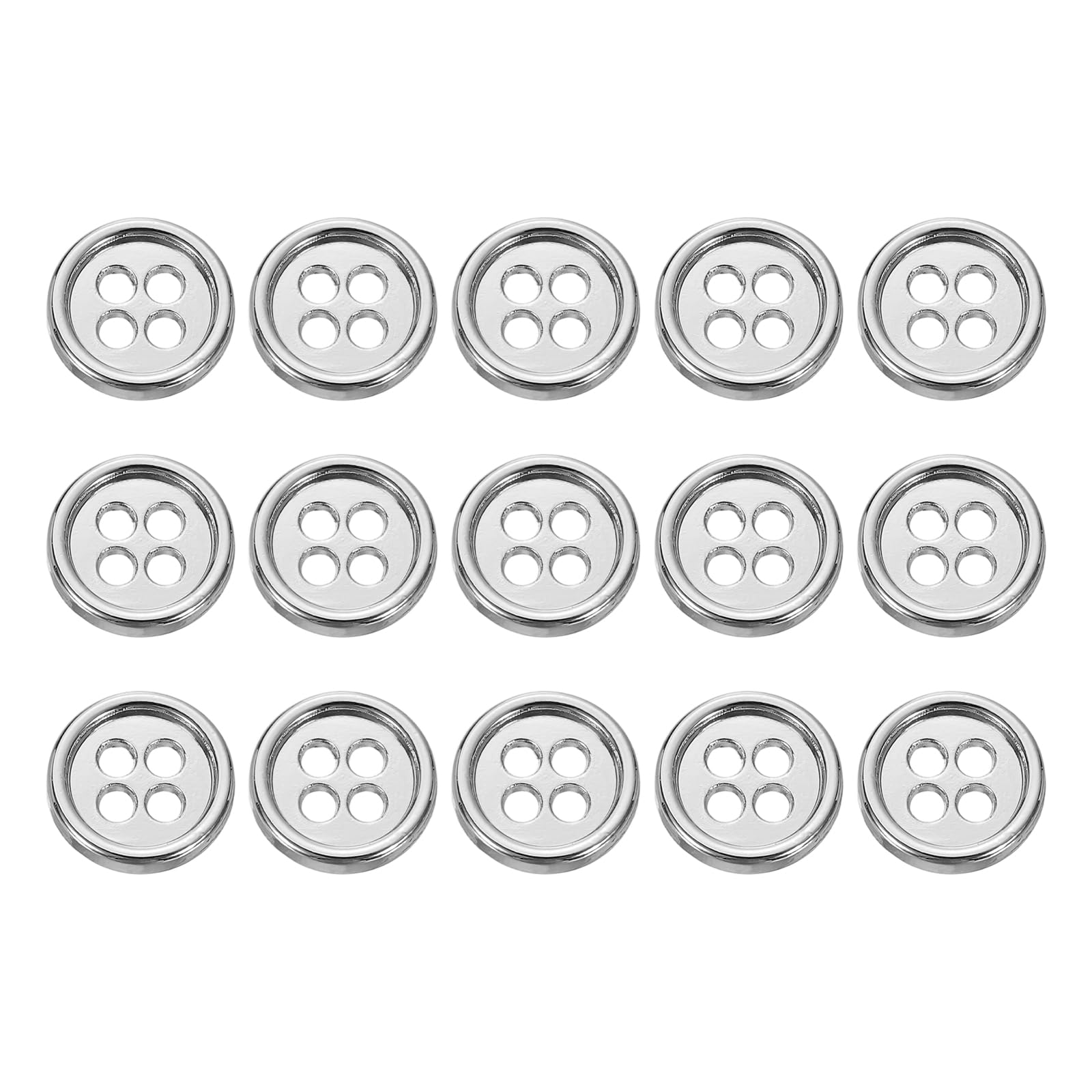 sourcing map 15pcs Metal Button 10mm (0.39") 4 Holes Alloy Round Buttons Craft Sewing Accessories for Clothing DIY Crafts Decoration, White