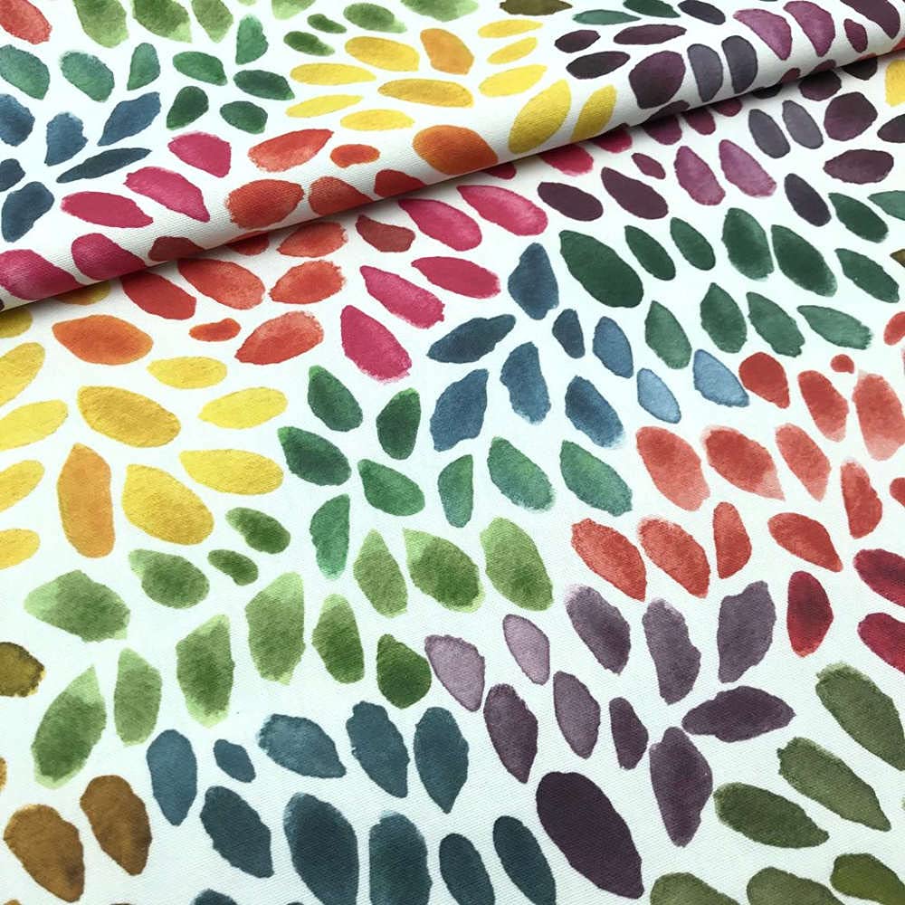 Kt KILOtela - Tkanina płócienna z nadrukiem cyfrowym - Half Panama 100% bawełna organiczna, Oeko-Tex Standard 100 - Retal 100 cm Długość x 280 cm Szerokość | Płatki kwiatów - Wielobarwny ─ 1 metr