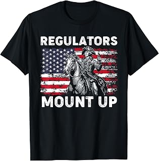 Retro Regulators Mount Up Funny Flag USA Cowboy 4th Of July T-Shirt