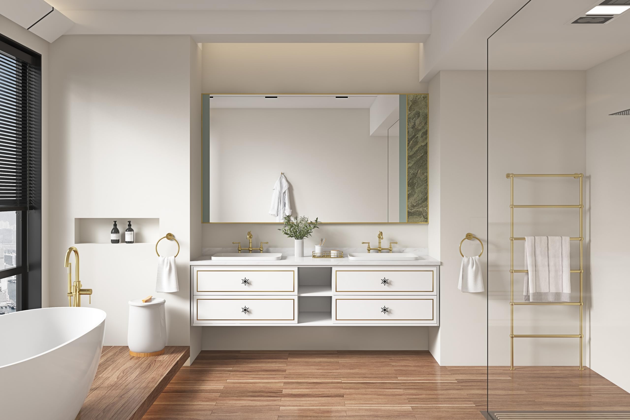 Amazon.com: Yestar 84 Inches Wall-Hung Double Sink Bathroom Vanity