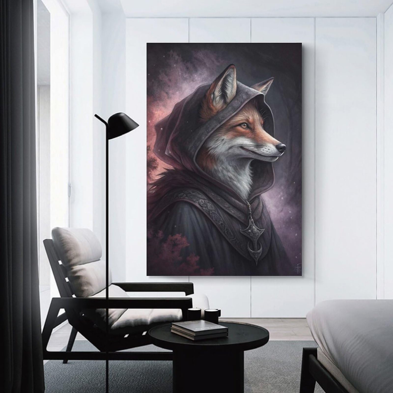 Junmoney Decorative Canvas Print Mysterious Fox Wizard, 16x24inch(40x60cm), for Home Office, Desk Area Or Studio, Home Office Artwork with Decorative Appeal