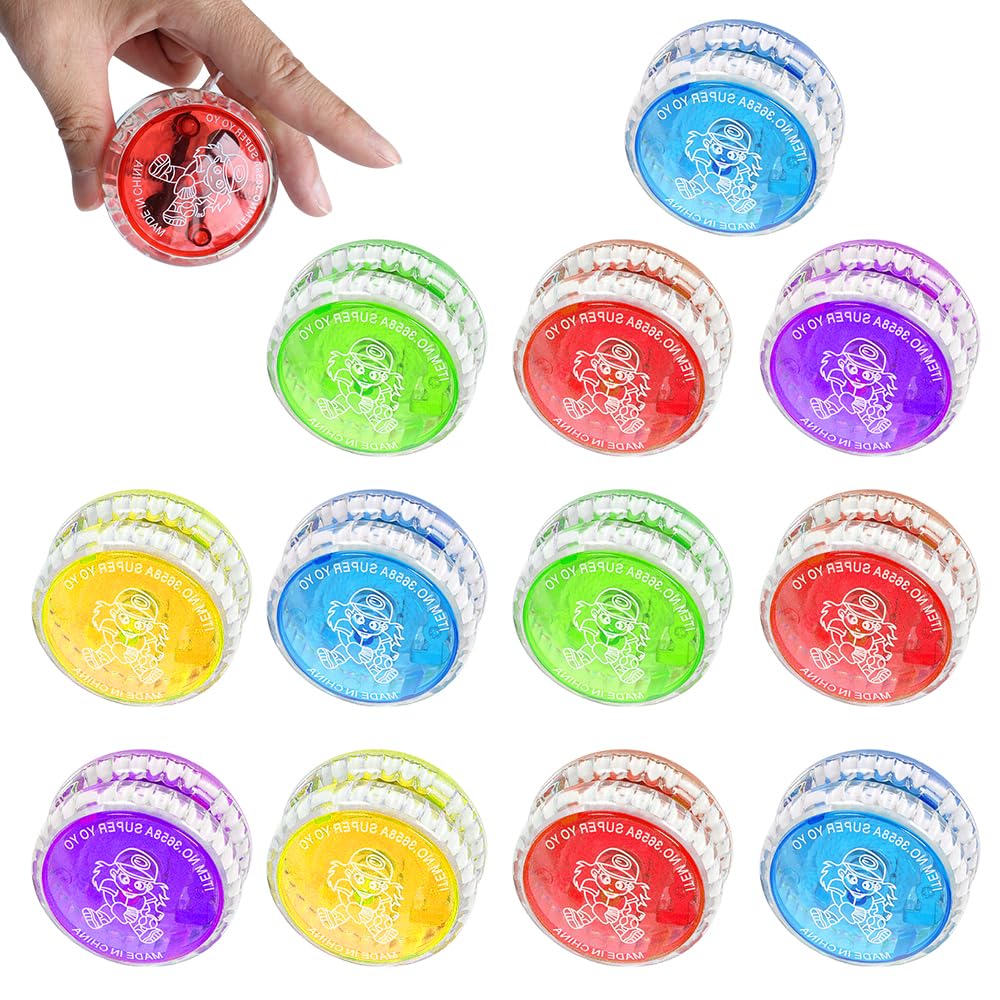 CLIUNT12pcs LED Yoyo, Plastique Responsive Yoyo, lumière LED Yoyos, lumières Yoyos JoJo pour Anniversaire, fête, Cadeau d'invité, Couleurs aléatoires