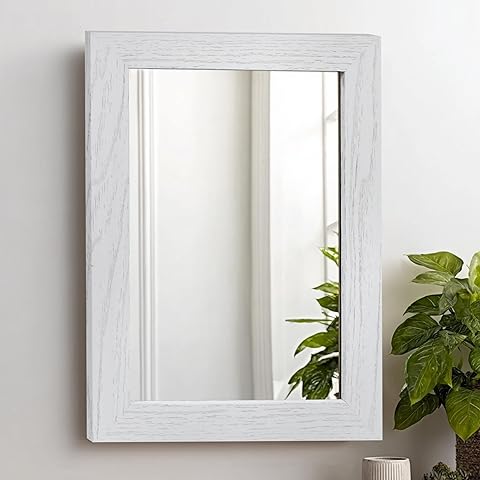 SHANN Espejo Decorativo de Pared 30X40XM con Marco Laminado Color Blanco para recibidor o Entrada de casa