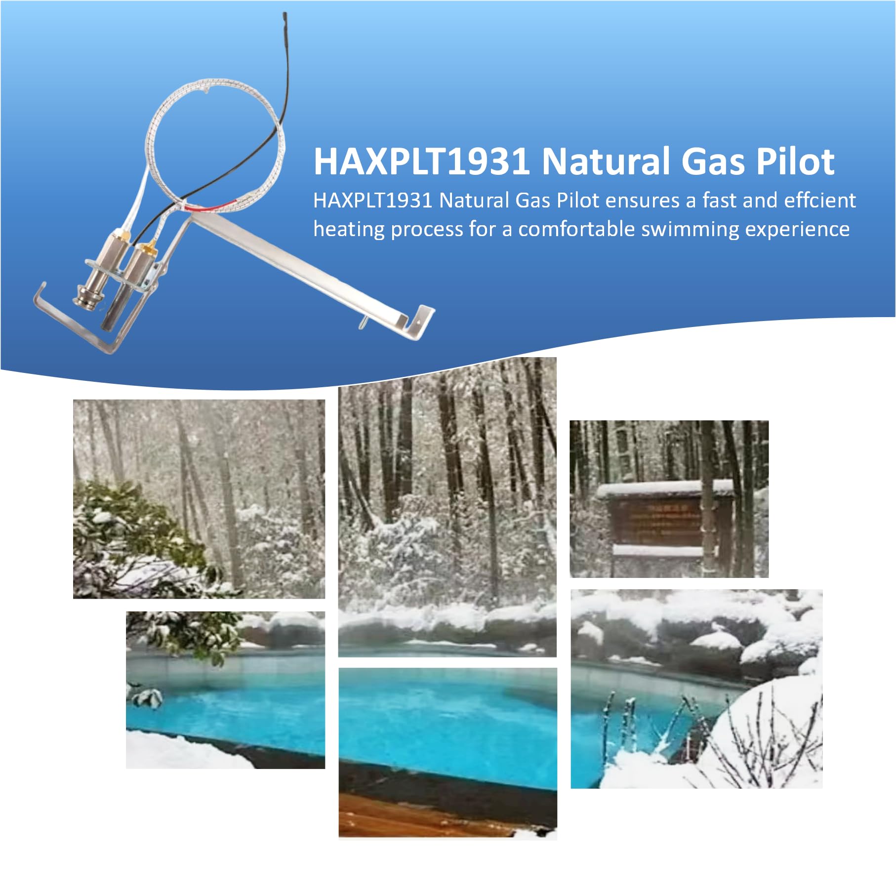 long term HAXPLT1931 - Pieza de repuesto de piloto de gas natural adecuada para calentador de piscina Hayward H-Series Ed1. Incluye montaje piloto, tubo piloto y accesorios y termopila
