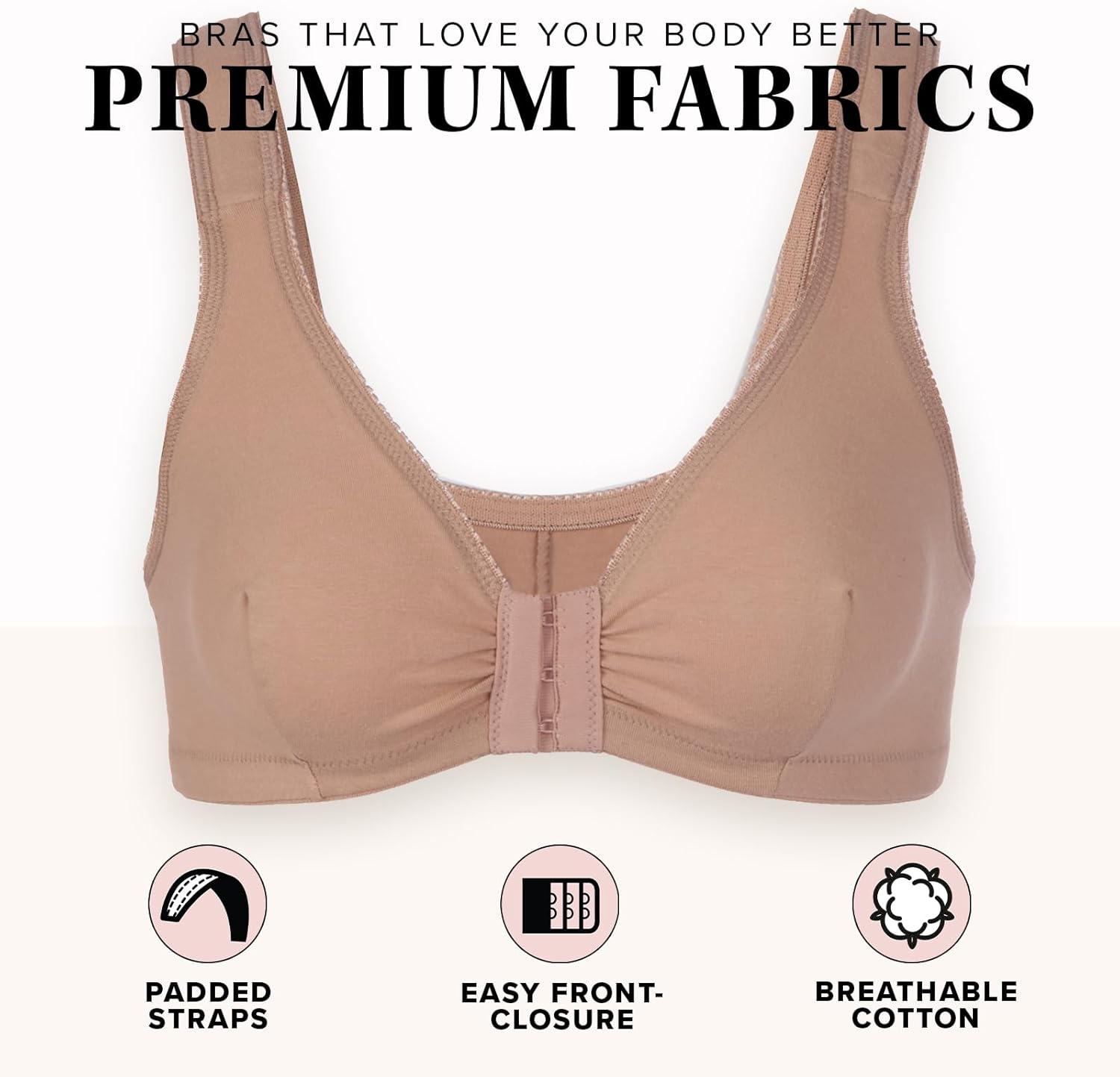 Leading Lady, Meryl, Front-Closure Cotton Bra, Comfort Sleep for Women, Breathable, Unlined, Full Coverage, Wireless, 36A-56H - Image 5