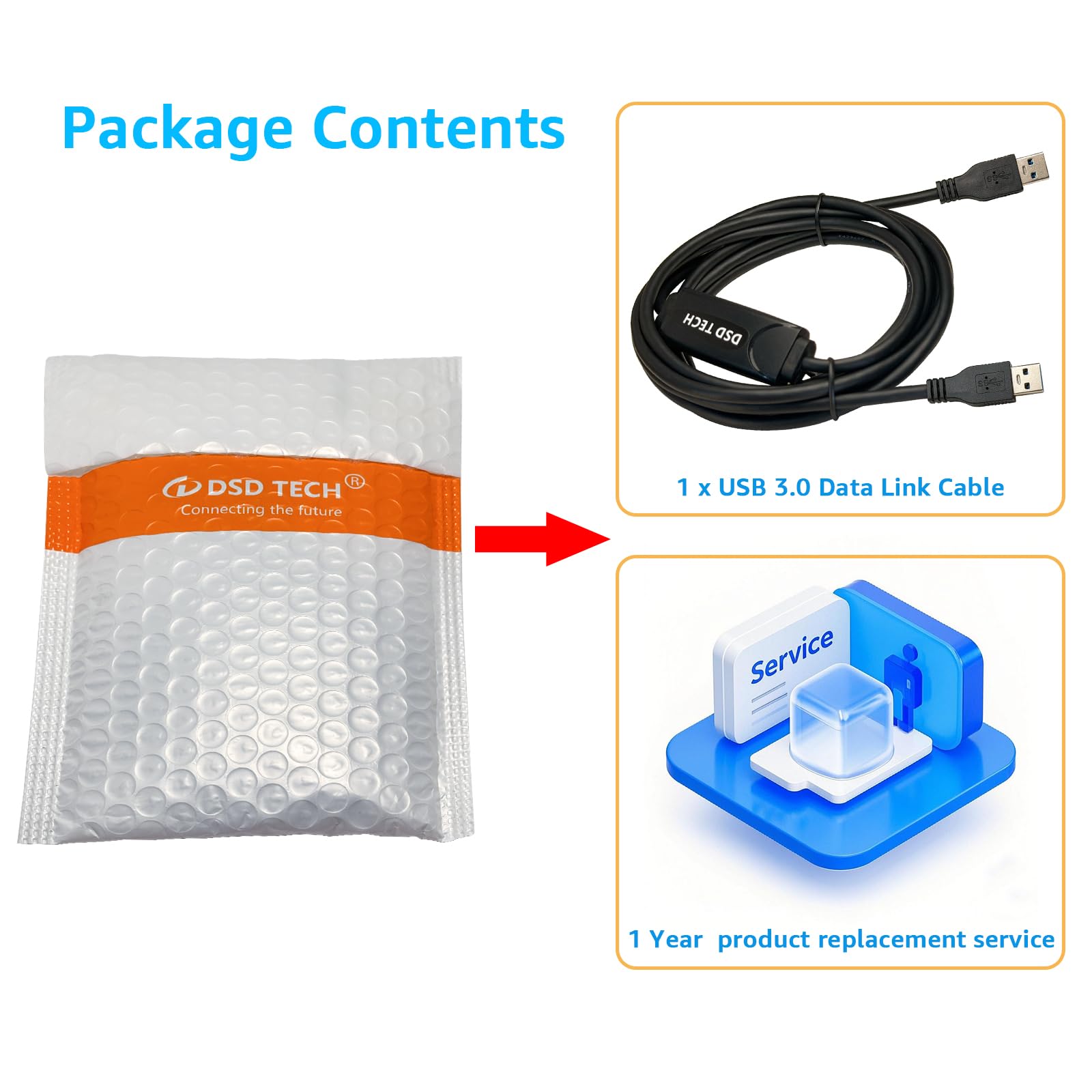 DSD TECH SH-K03A Cavo Data Link USB 3.0, Transfer 5Gbps e Condivisione KM, Win/Mac, 3m (10ft)