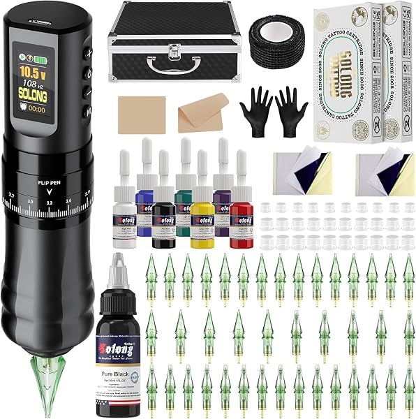 Solong Tattoo Kit with Wireless Power and LED Display