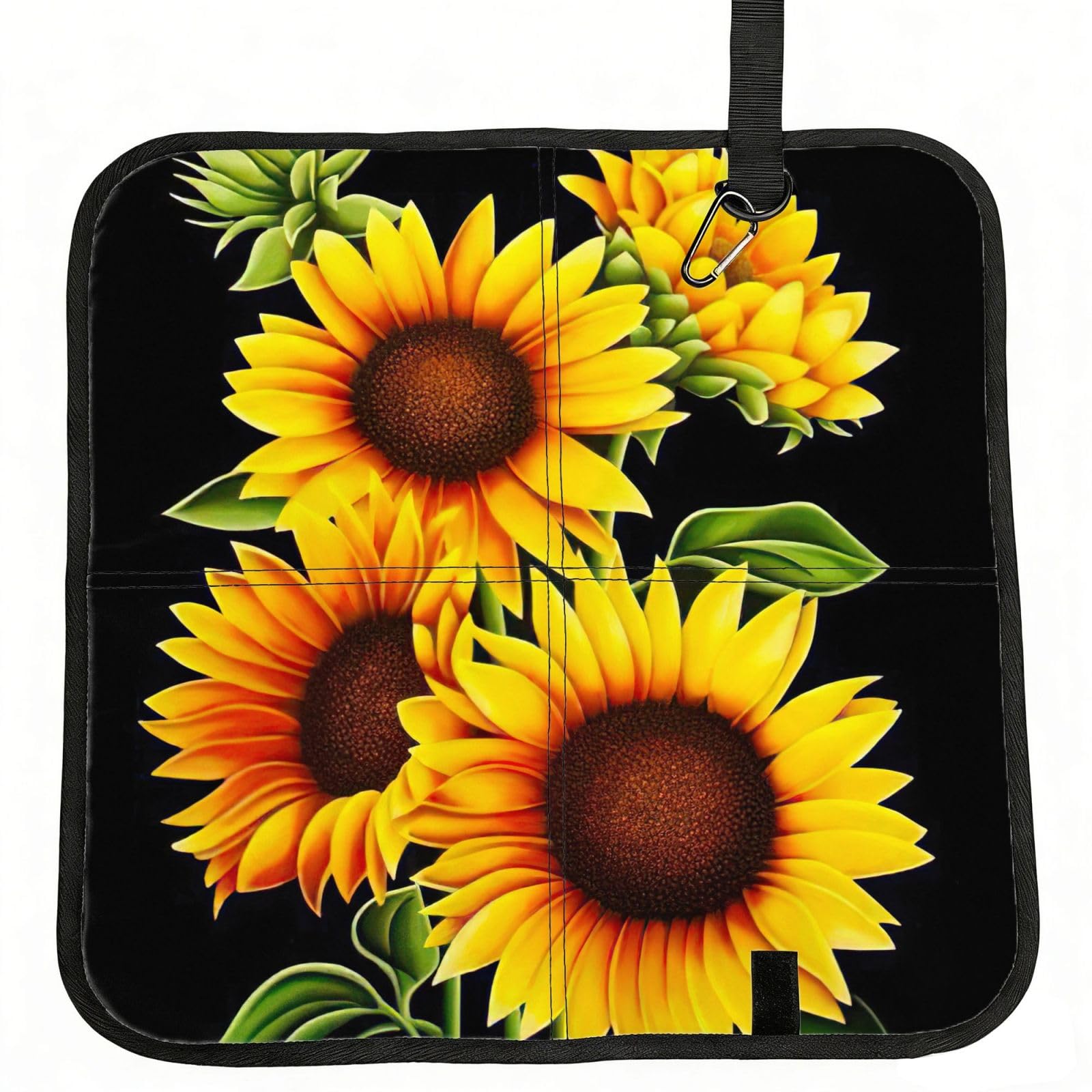 bghdfa Summer Sunflower Print Outdoor Sitting Mat Waterproof Oxford Cloth Seat Cushion Folding Foam Camping Seat For Picnic